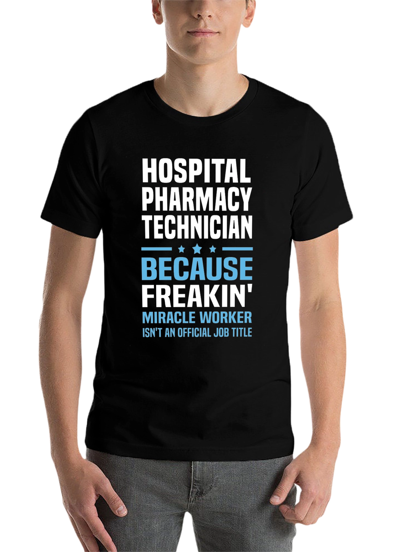 Black Hospital Pharmacy Technician T-Shirt view 7