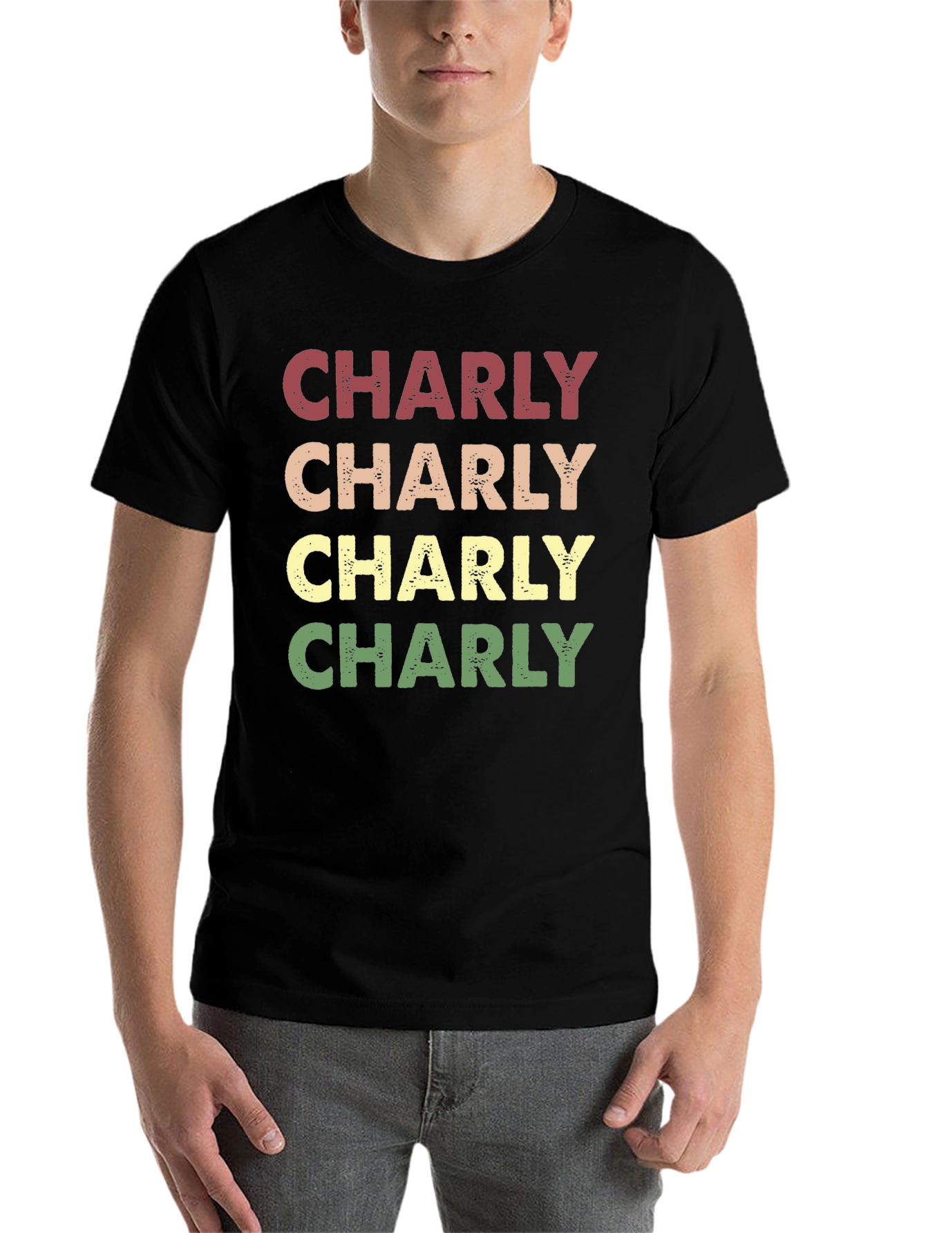 Black Retro Charly T-Shirt - Vintage Style Name Tee view 7