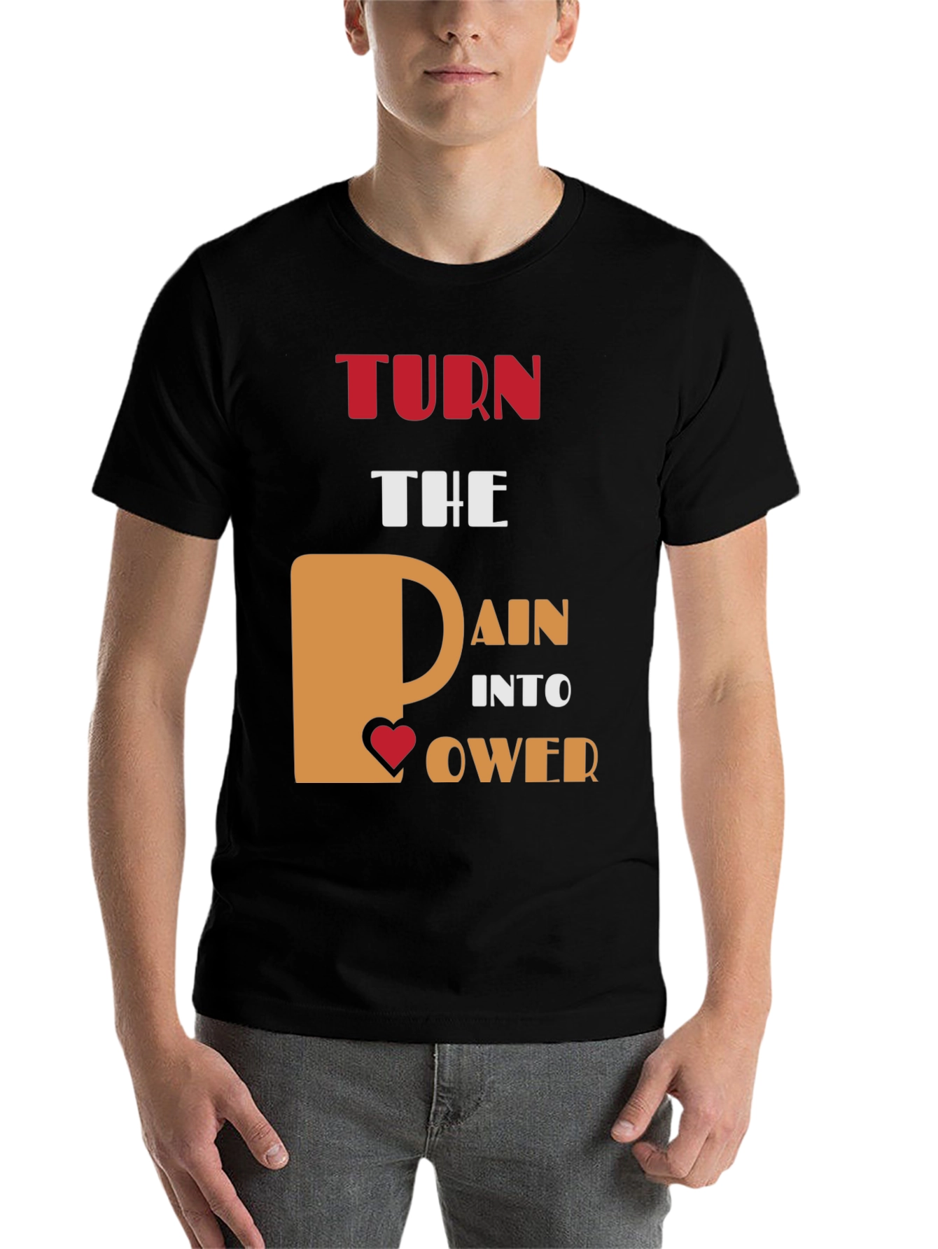 Black Turn Pain Into Power Graphic T-Shirt view 7