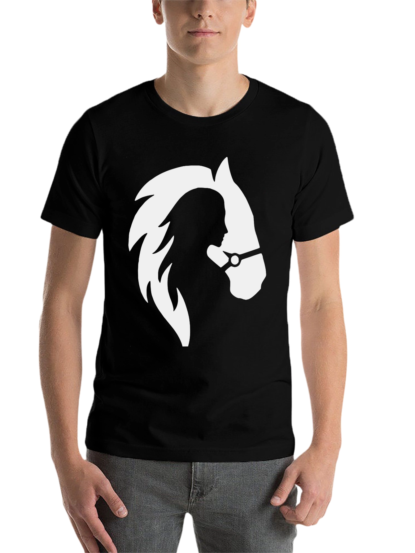Black Equine Silhouette Graphic Tee - Stylish Unisex T-Shirt view 7