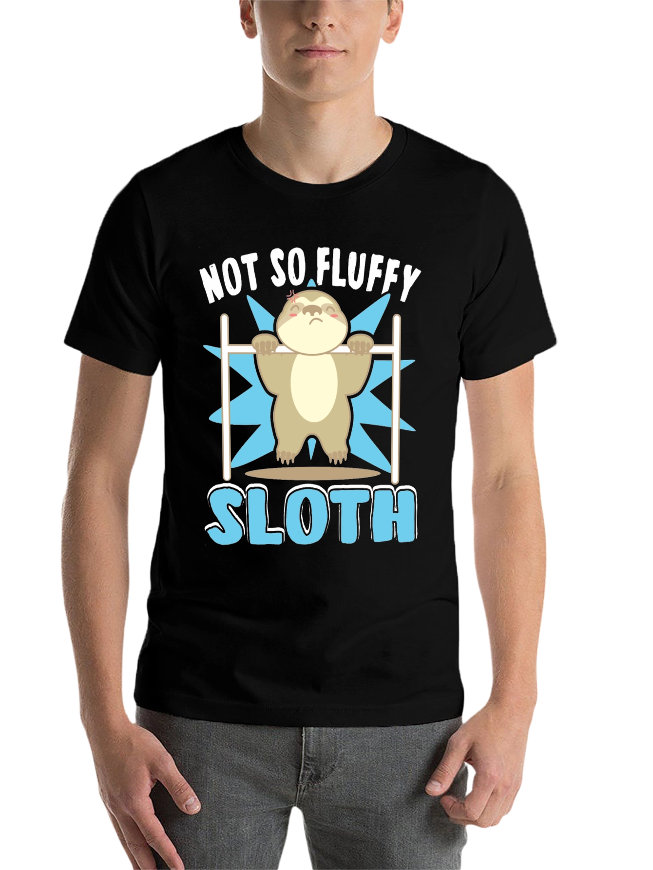 Black Not So Fluffy Sloth Gym T-Shirt view 7