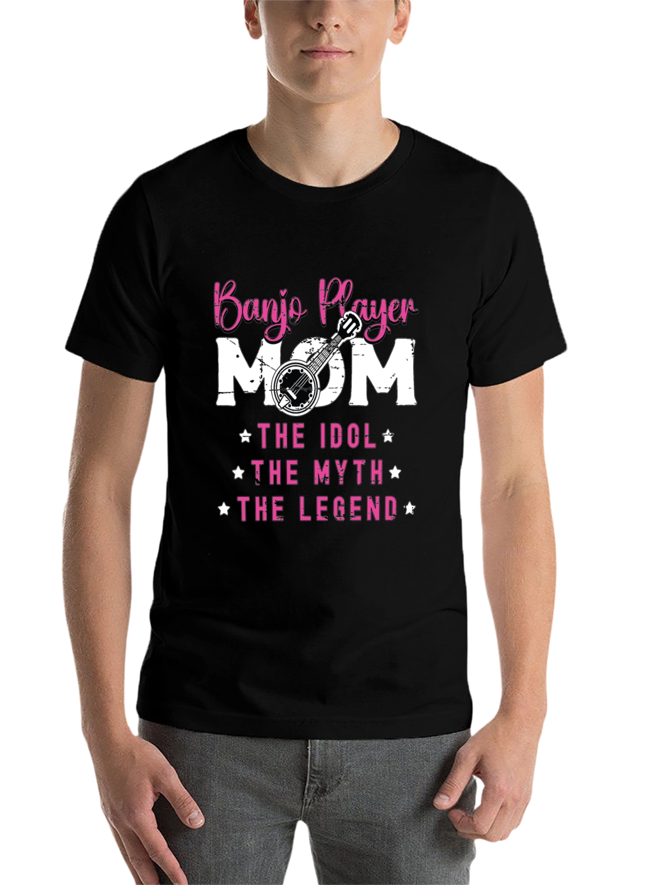 Black Banjo Player Mom T-Shirt - Idol, Myth, Legend Tee view 7