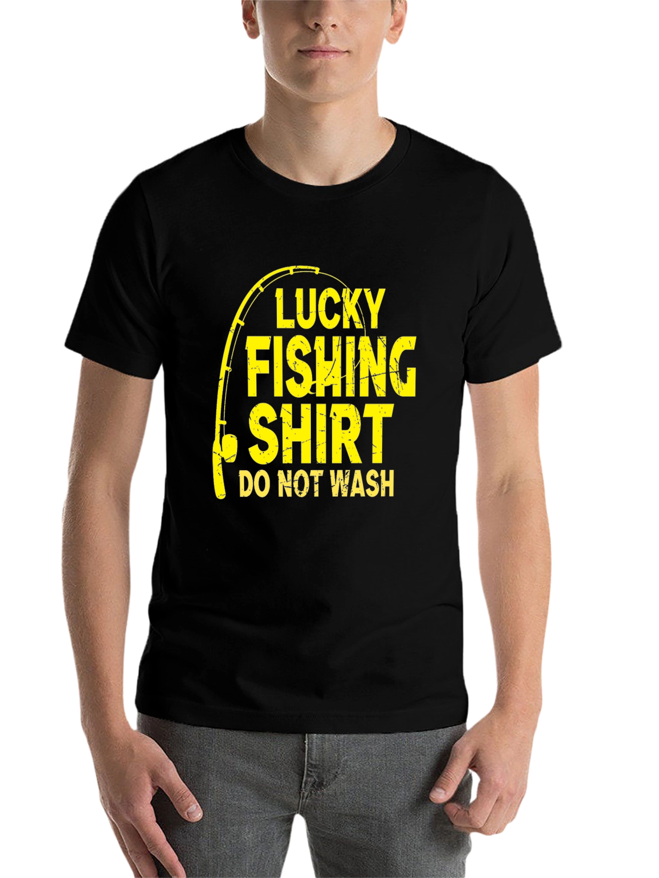 Black Lucky Fishing Shirt - Novelty Graphic Tee view 7