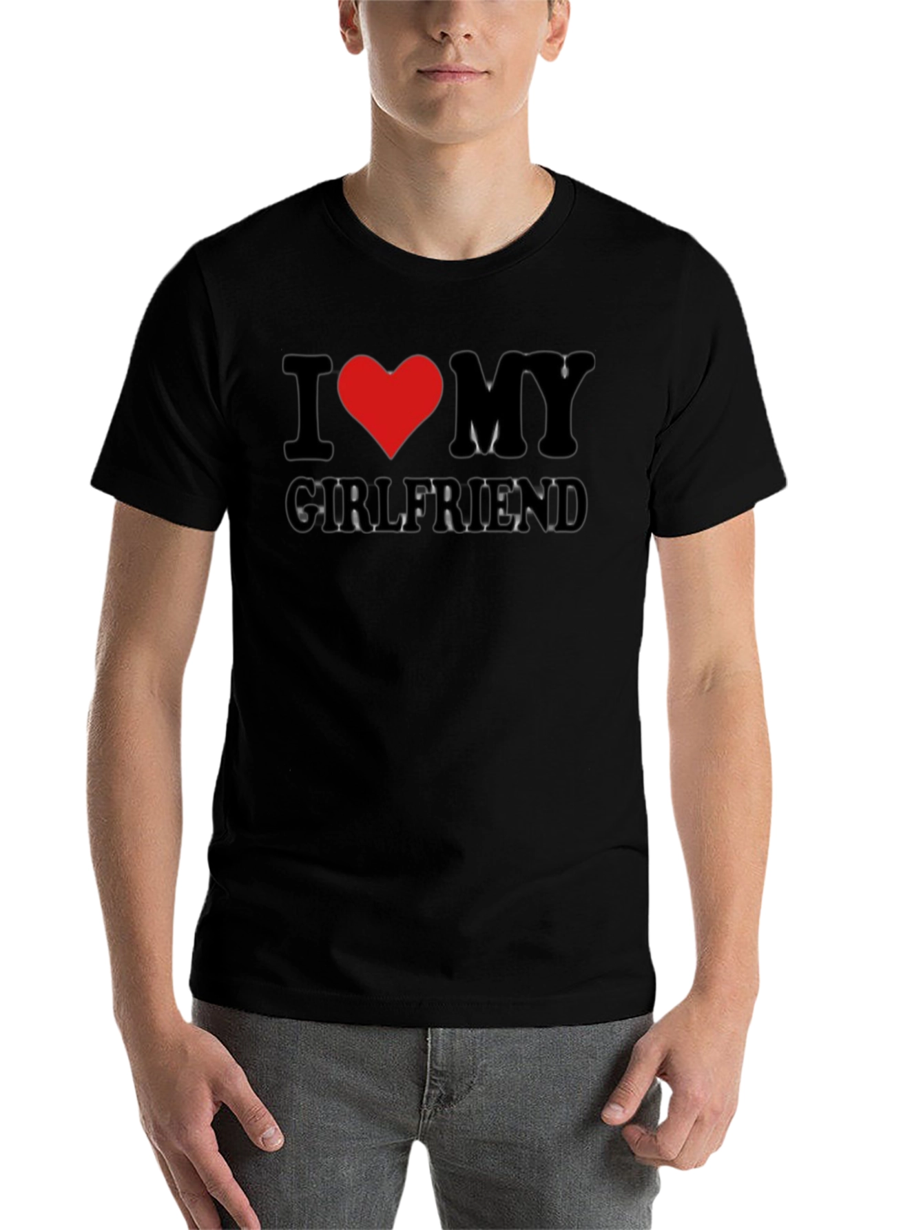 Black I Heart My Girlfriend T-Shirt - Black Crew Neck Tee view 7