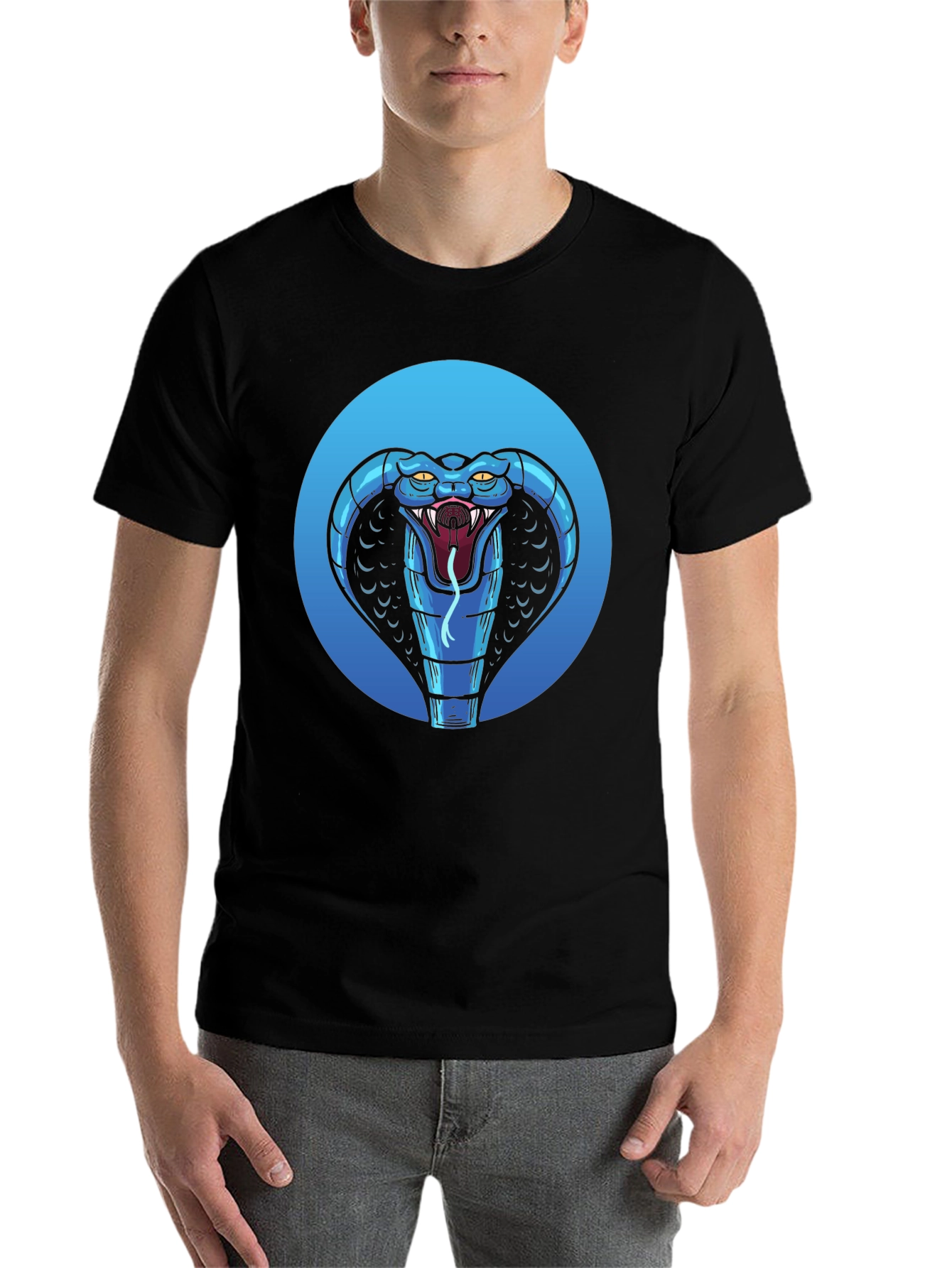 Black Blue Cobra Graphic Black T-Shirt view 7