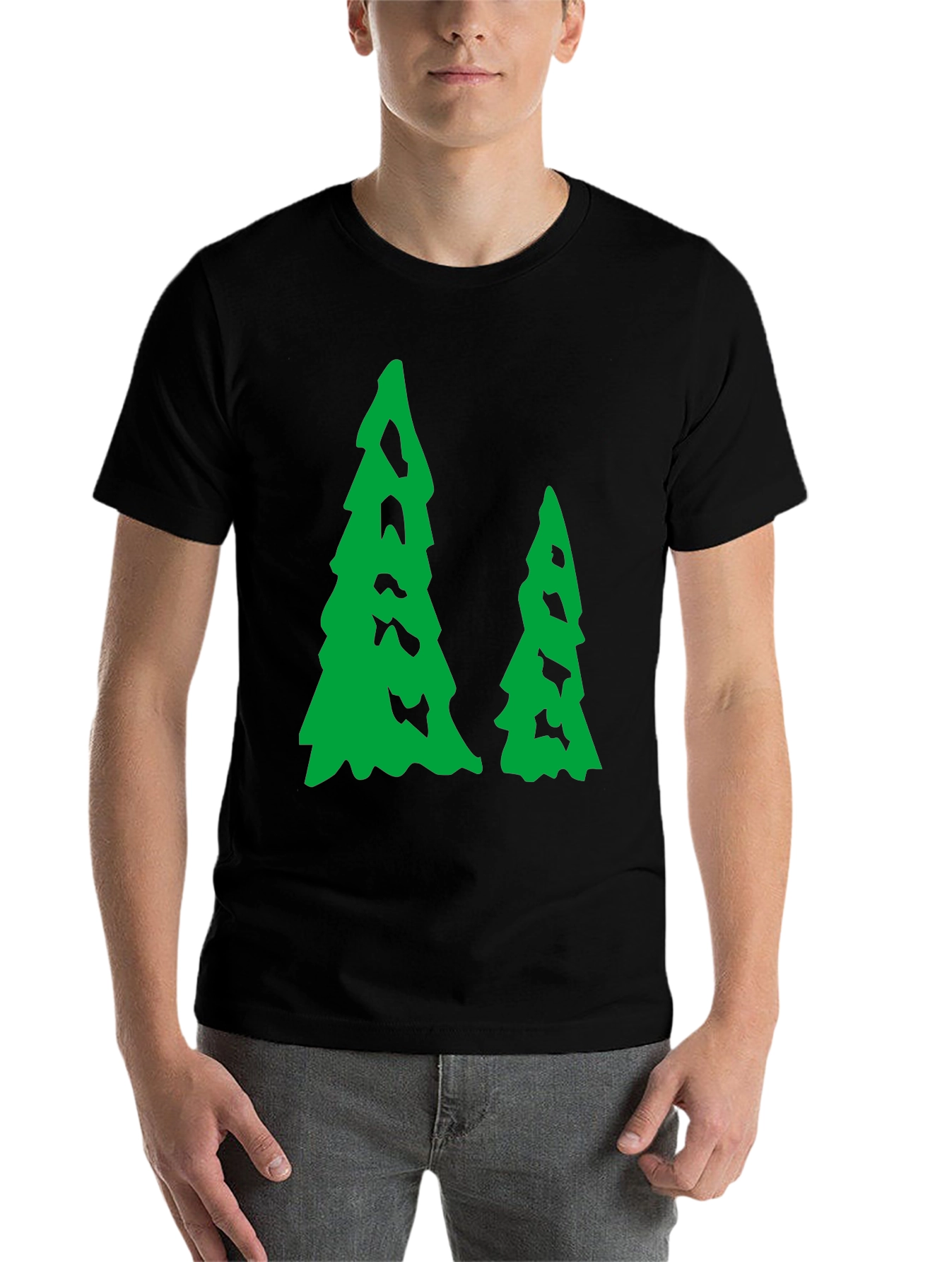 Black Evergreen Trees Black T-Shirt view 7