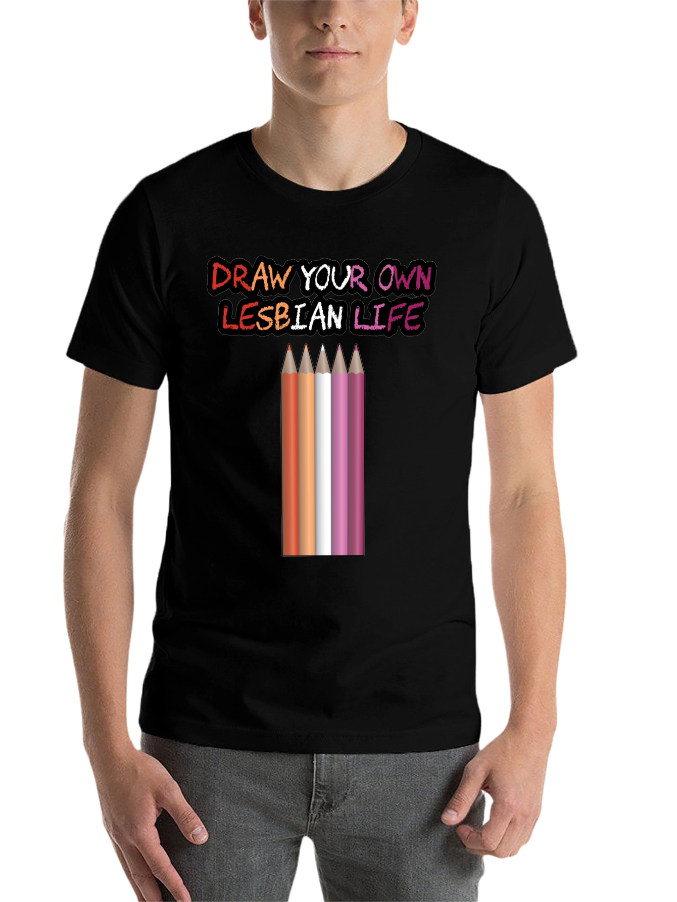 Black Draw Your Own Lesbian Life T-Shirt view 7