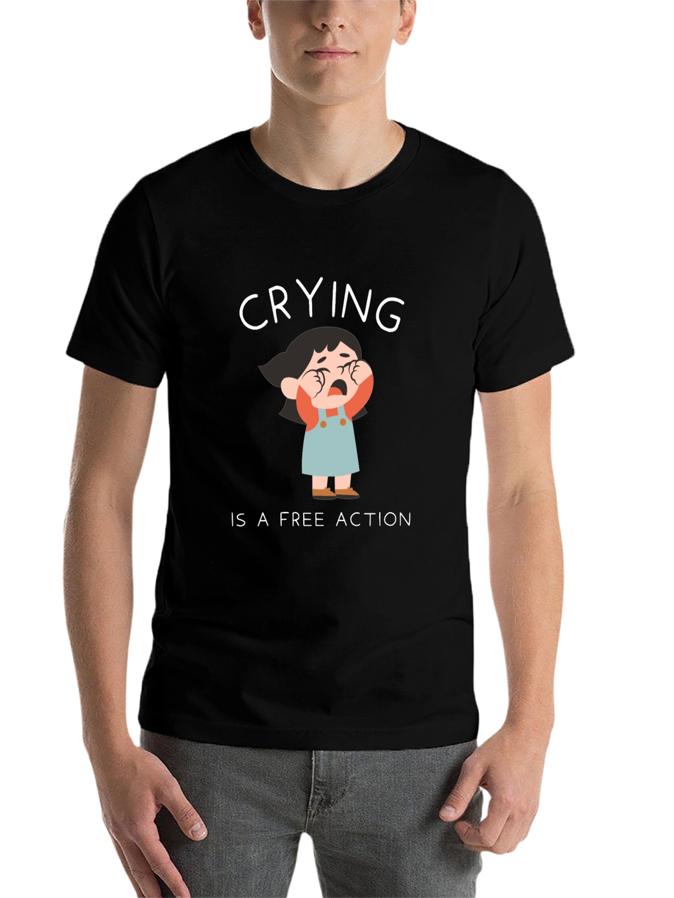 Black Crying is a Free Action Black T-Shirt view 7