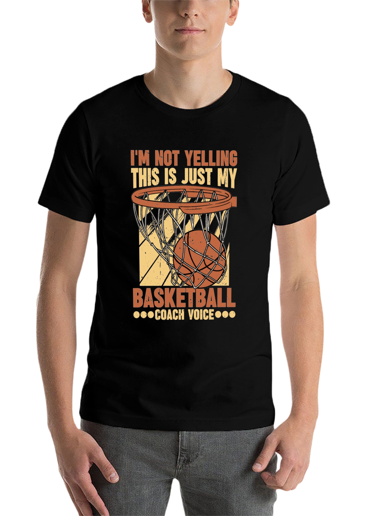 Black Basketball Coach Voice T-Shirt view 7