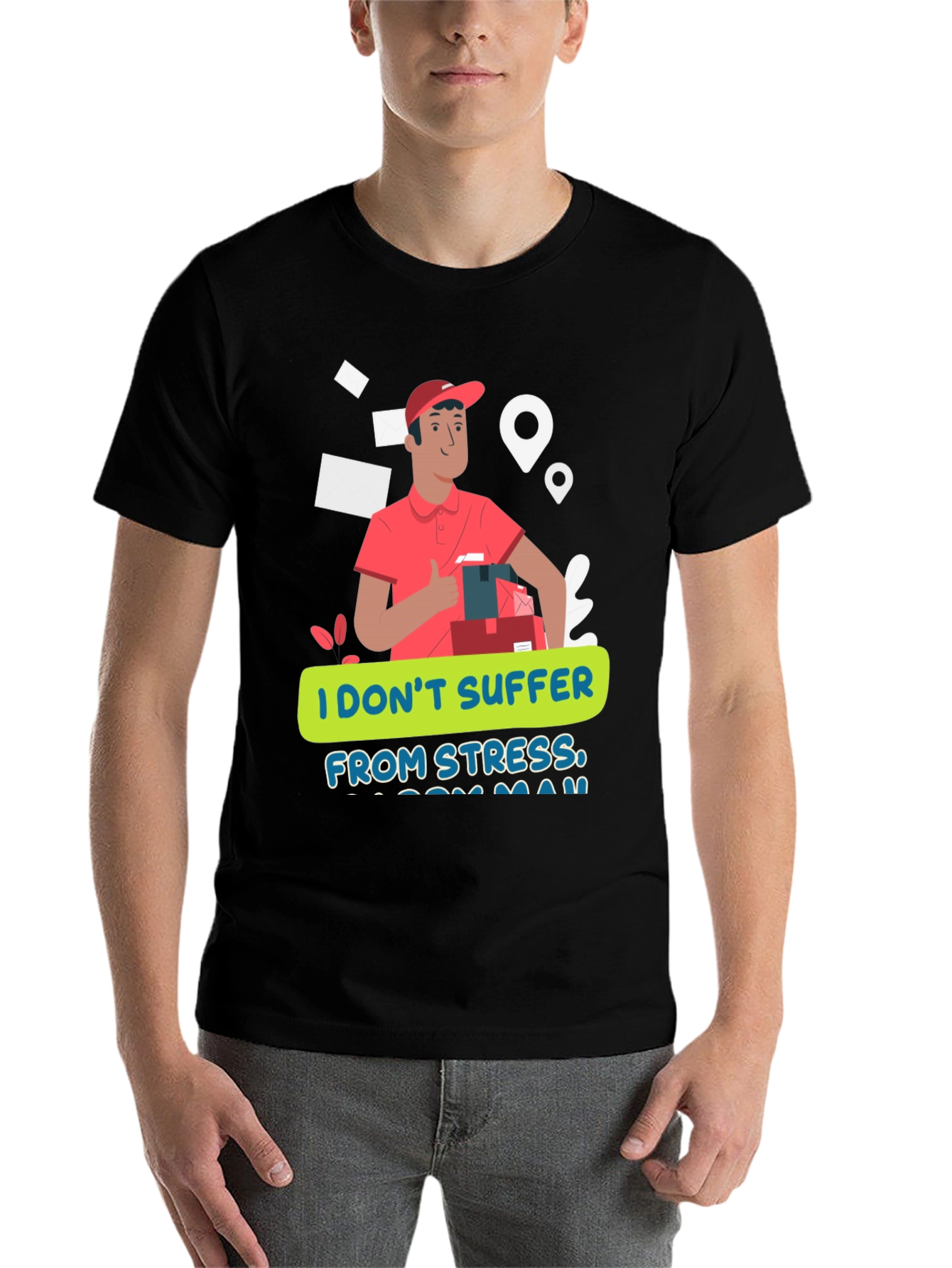 Black Funny Delivery Driver T-Shirt - No Stress Zone view 7