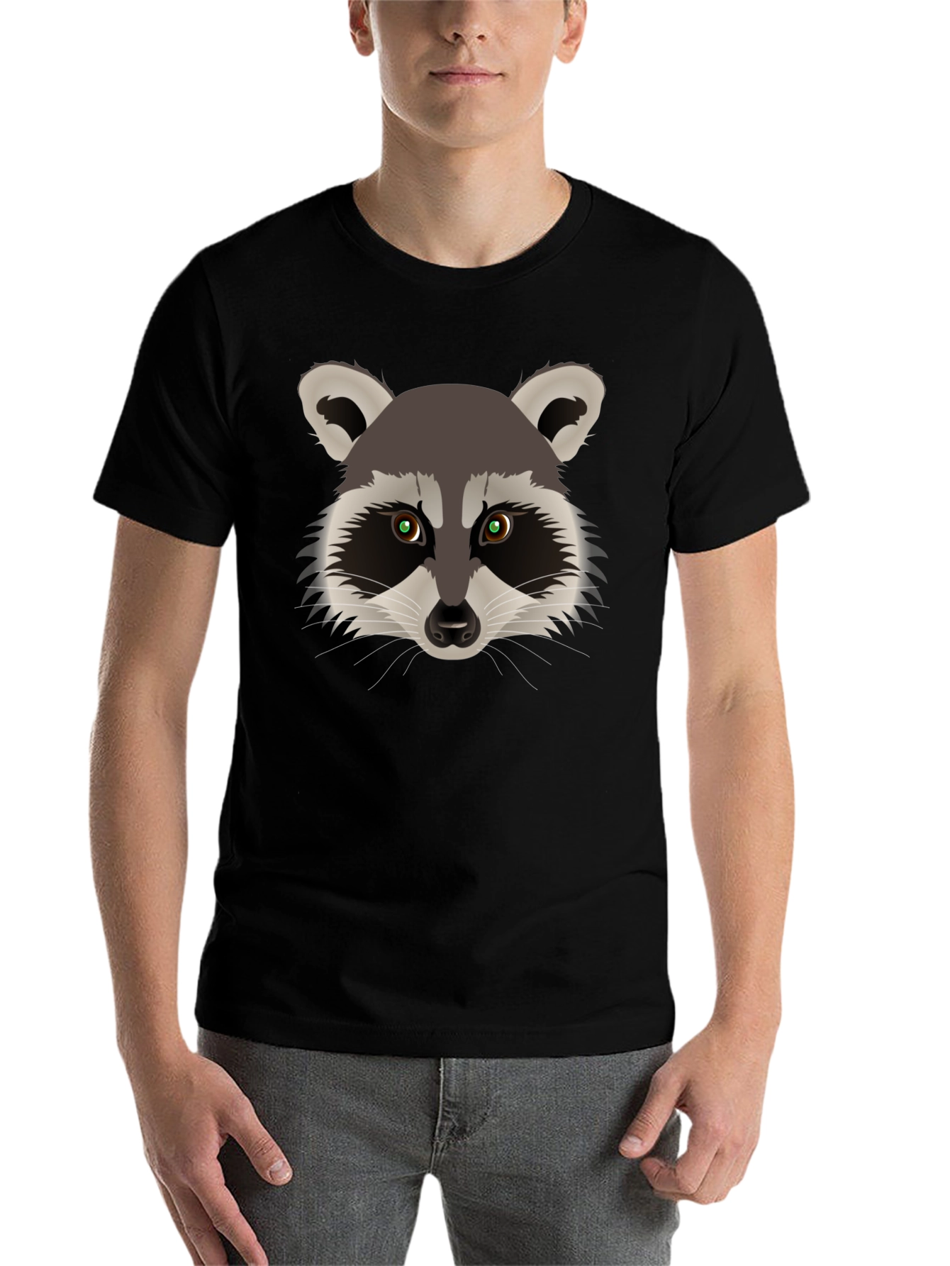 Black Raccoon Graphic Tee -  Unisex Black Cotton T-Shirt view 7