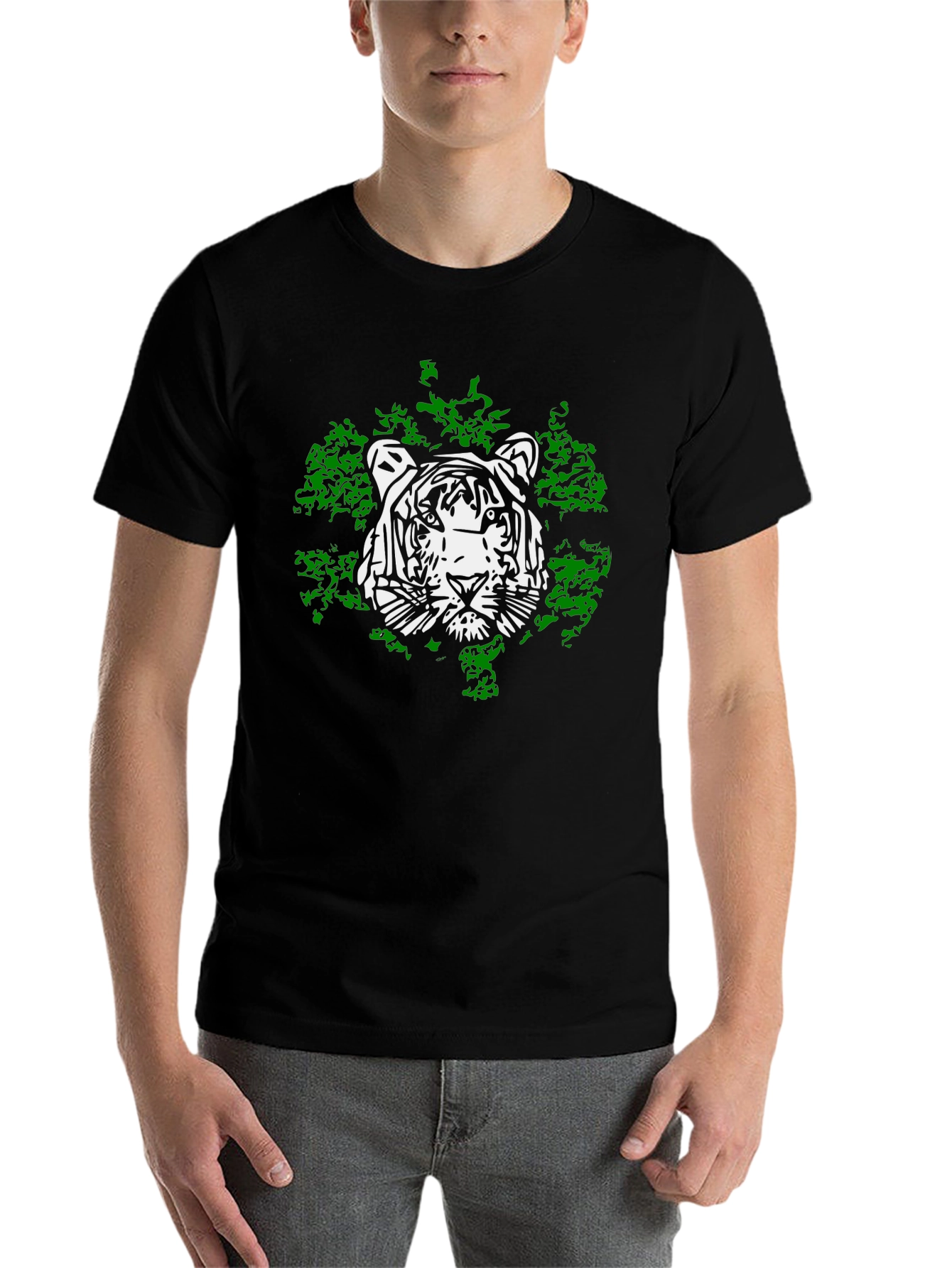 Black Tiger Graphic Tee - Cool Black Cotton T-Shirt view 7