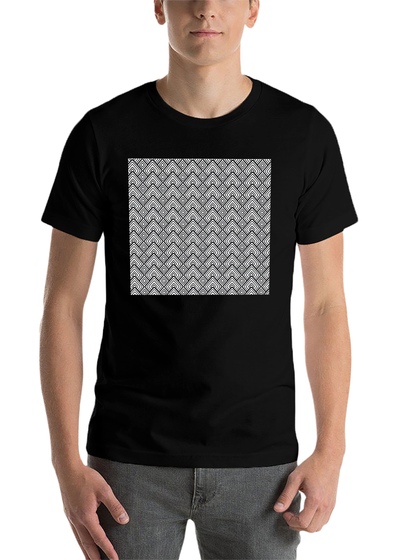 Black Geometric Pattern Tee - Black view 7
