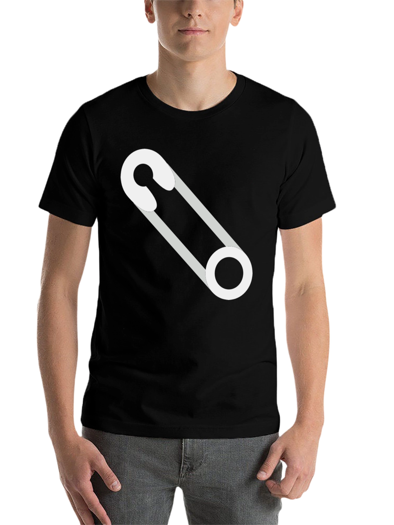 Black Safety Pin Graphic T-Shirt - Modern Casual Tee view 7