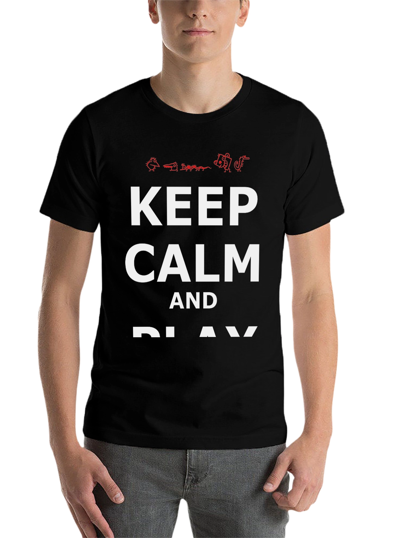 Black Keep Calm and Play T-Shirt - Black Cotton Tee view 7