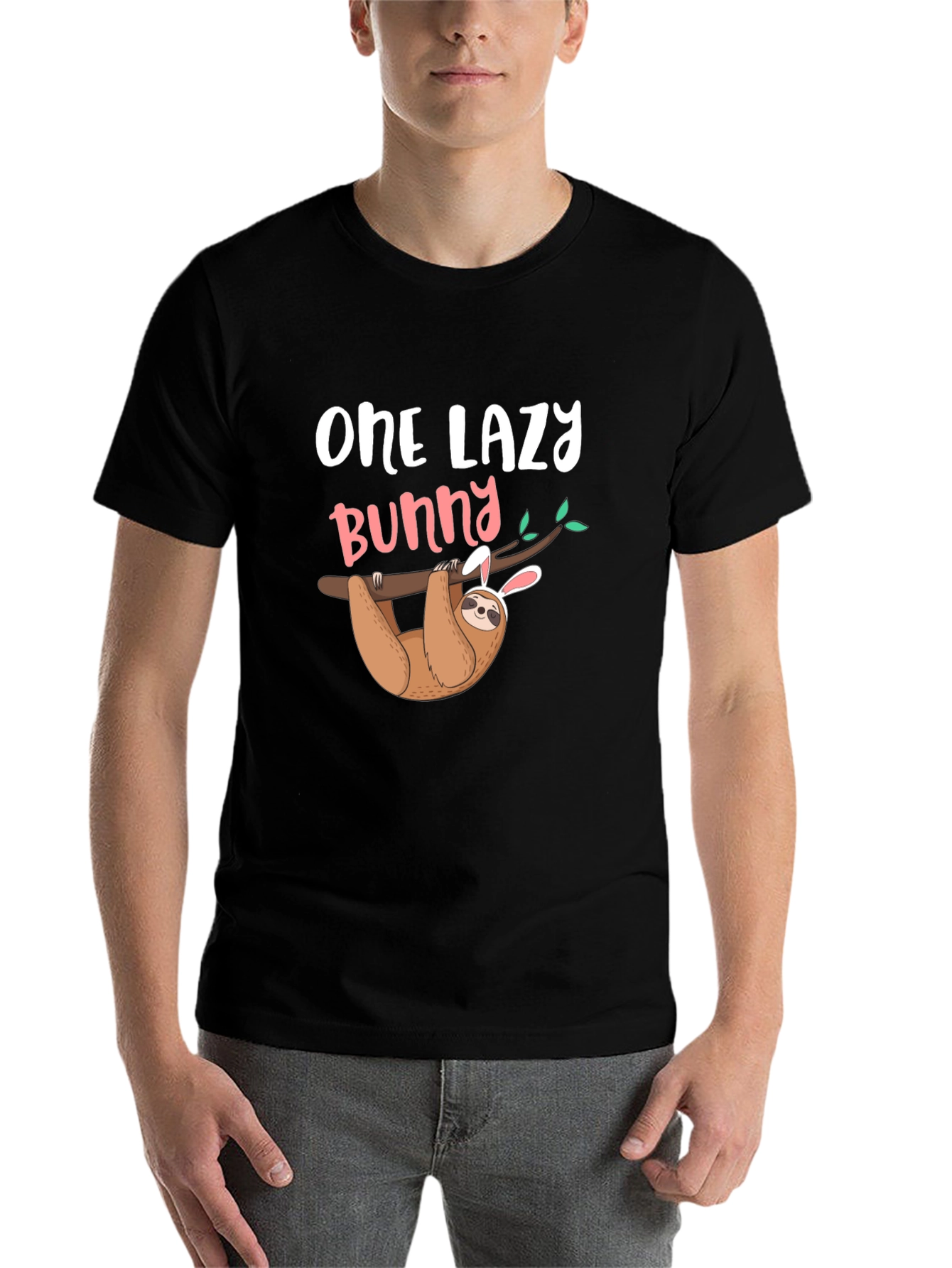 Black One Lazy Bunny Sloth Graphic Tee view 7