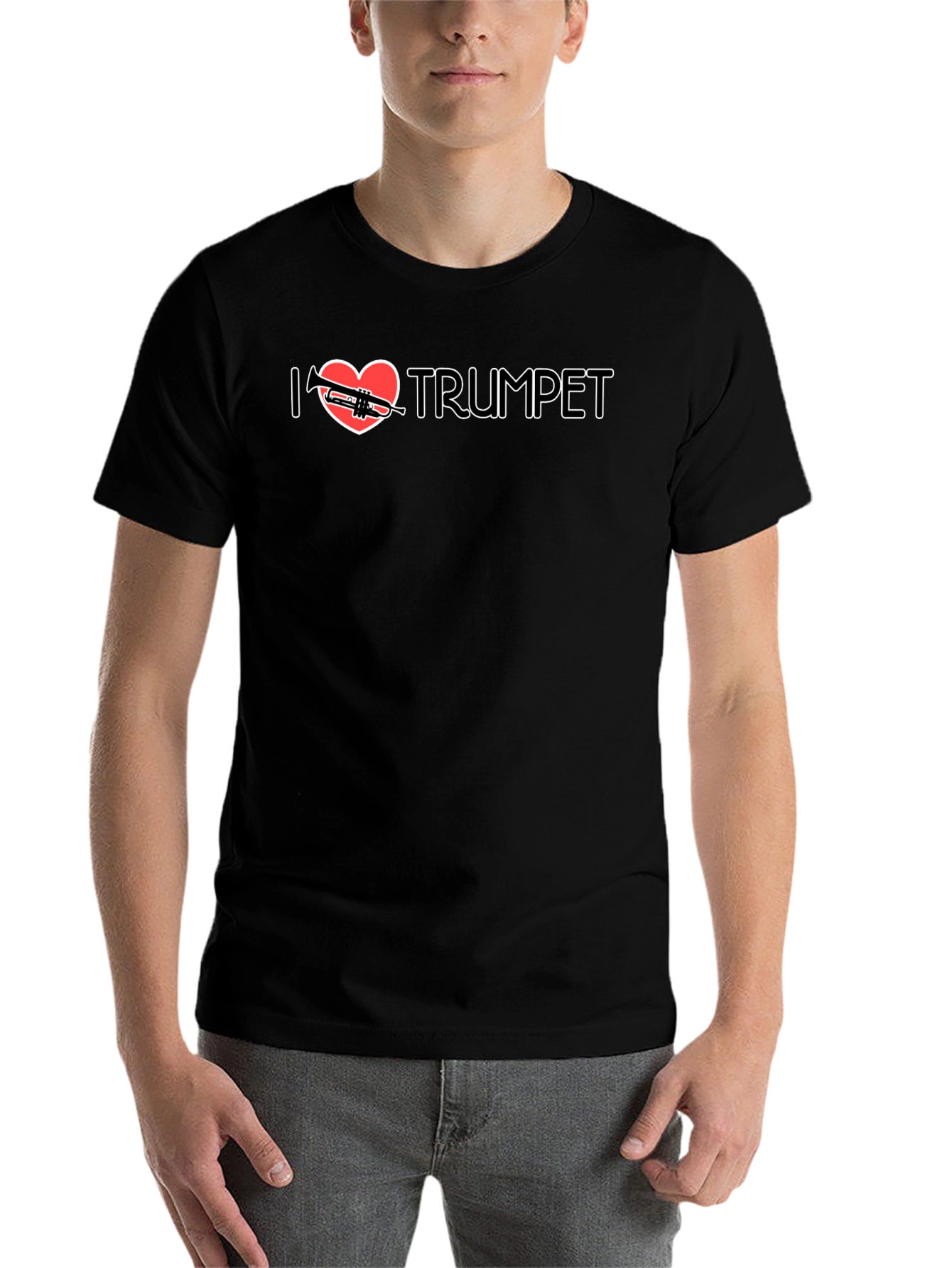 Black I Heart Trumpet Graphic T-Shirt - Musician Tee view 7