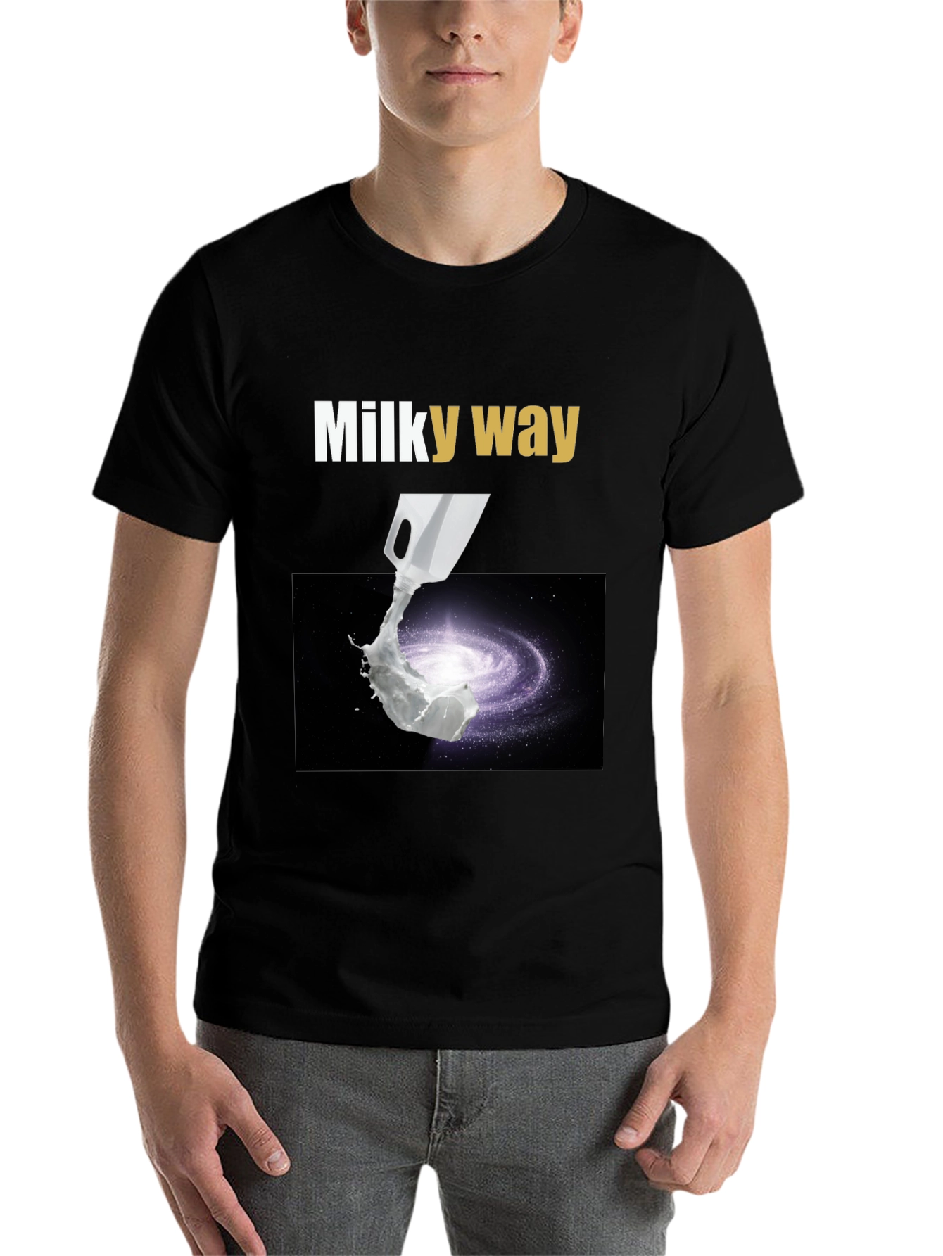 Black Milky Way Graphic T-Shirt - Space & Humor view 7