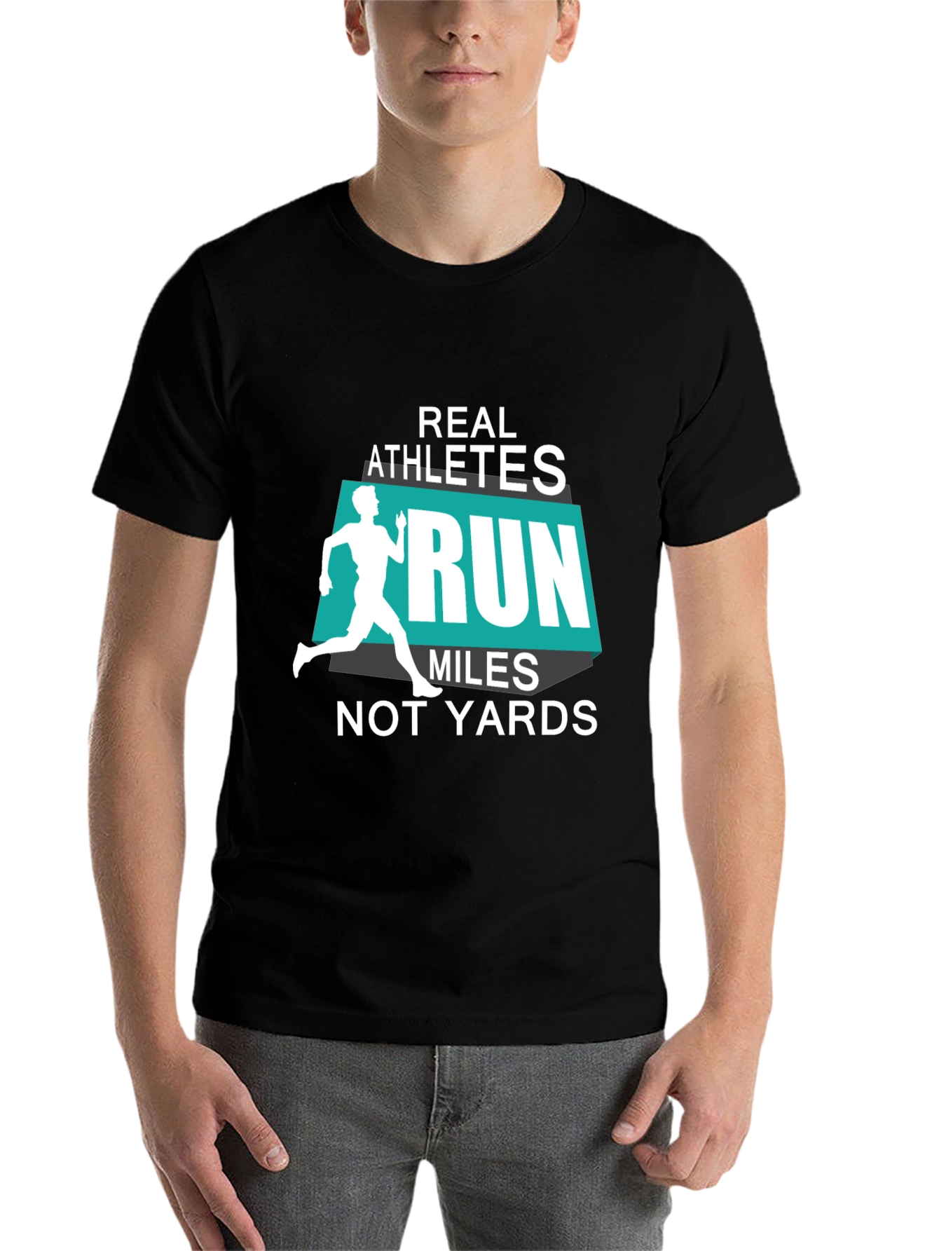 Black Real Athletes Run Miles T-Shirt view 7