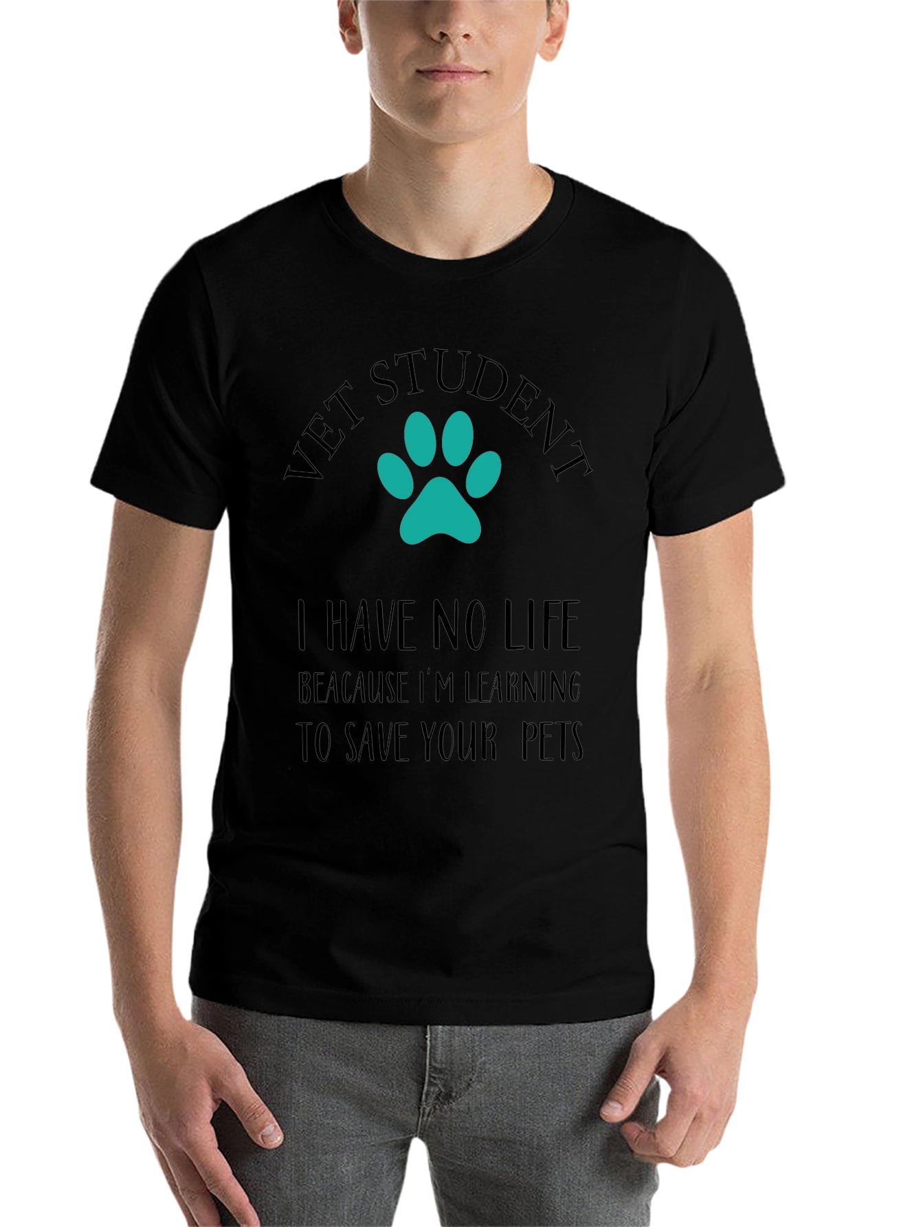 Black Vet Student Paw Print Graphic Tee - Black view 7
