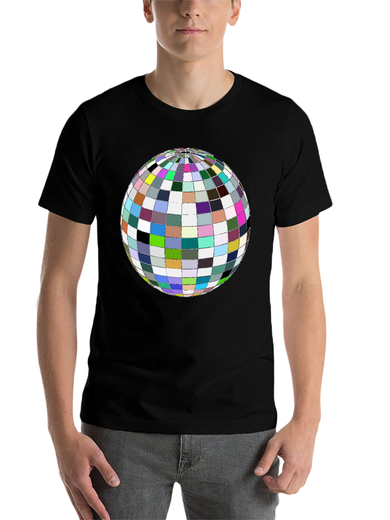Colorful Globe Graphic Tee - Black Unisex Shirt - 7