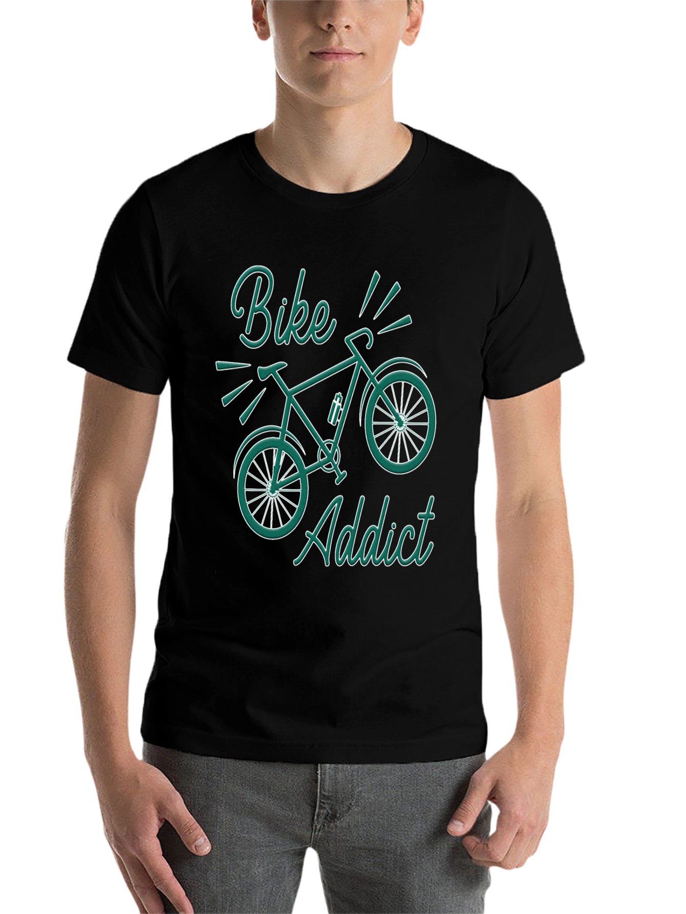 Black Bike Addict Graphic T-Shirt - Black view 7