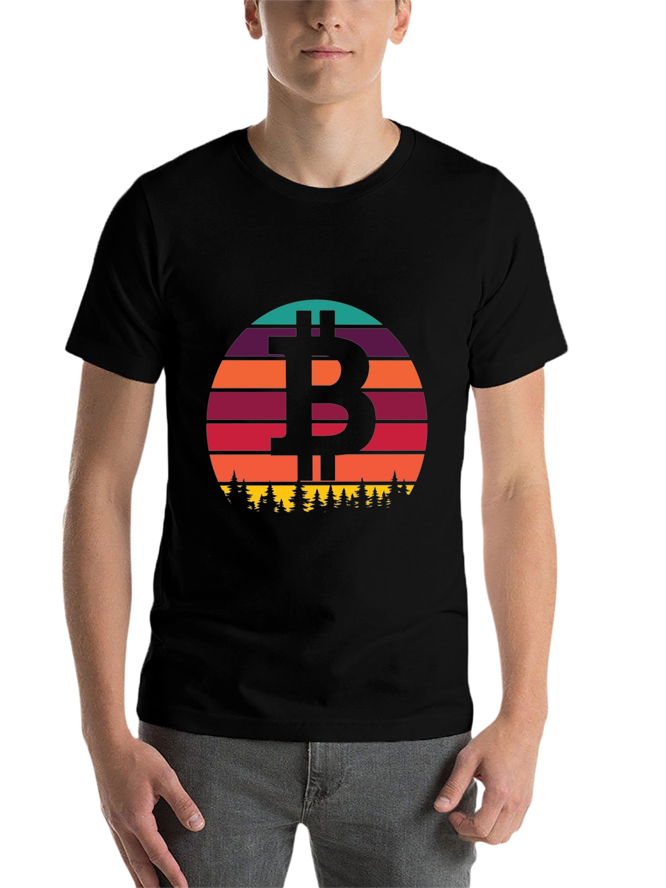 Black Bitcoin Sunset T-Shirt - Crypto Style view 7