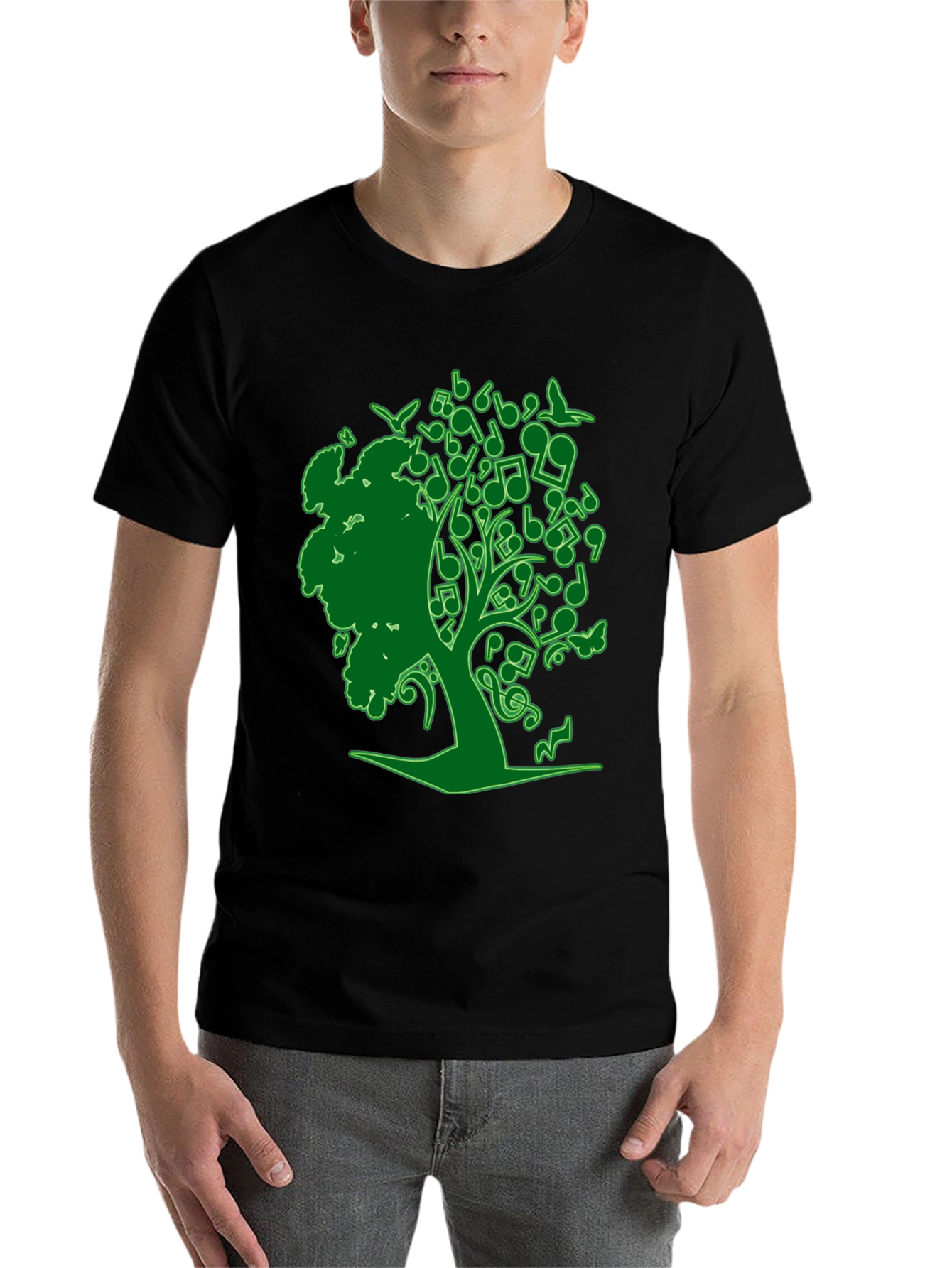 Black Musical Tree Graphic Tee - Nature Inspired Design view 7