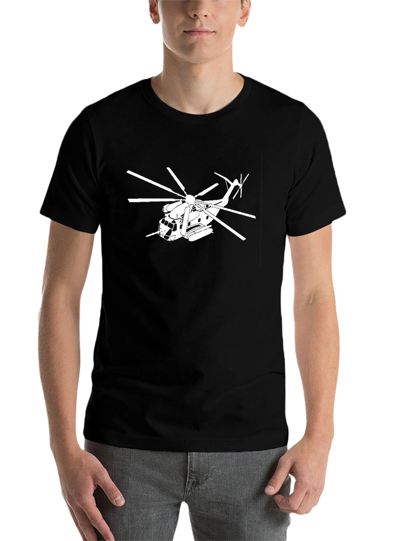 Black Helicopter Graphic Tee - Cool Design Shirt view 7