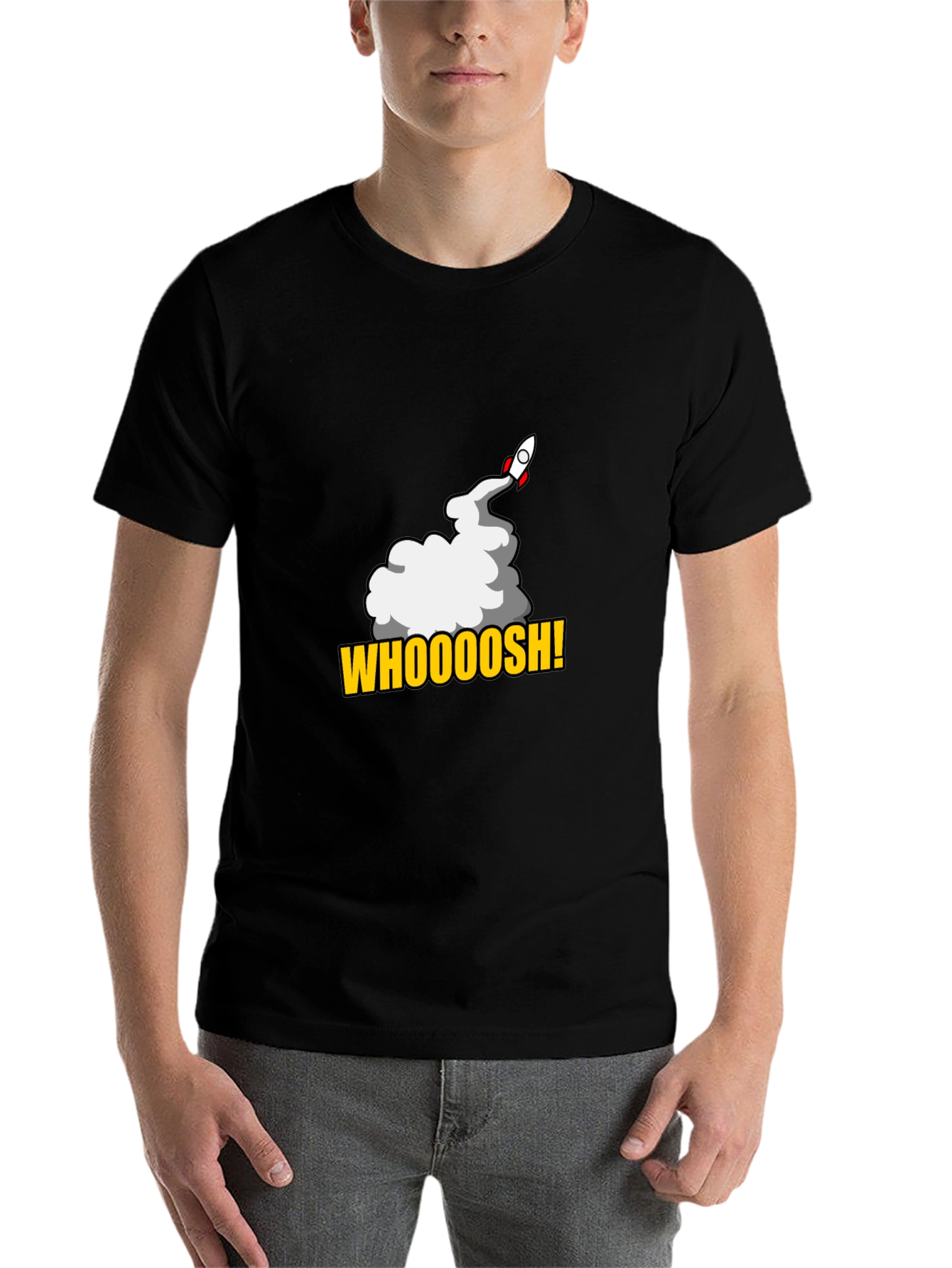 Black Whoooosh! Rocket Launch T-Shirt - Black, Graphic Tee view 7