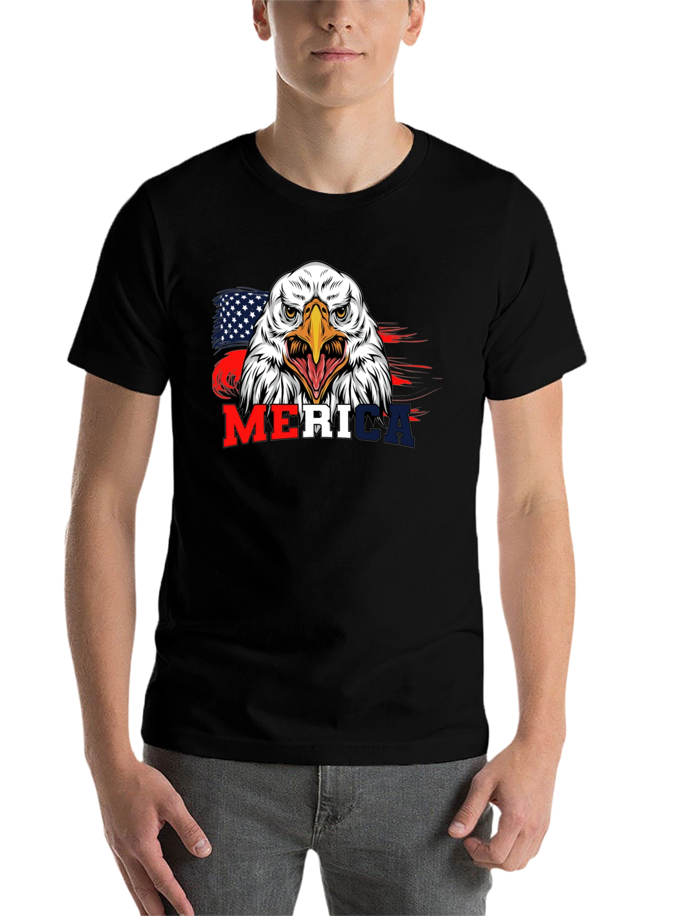 Black Patriotic Eagle 'Merica Graphic T-Shirt view 7