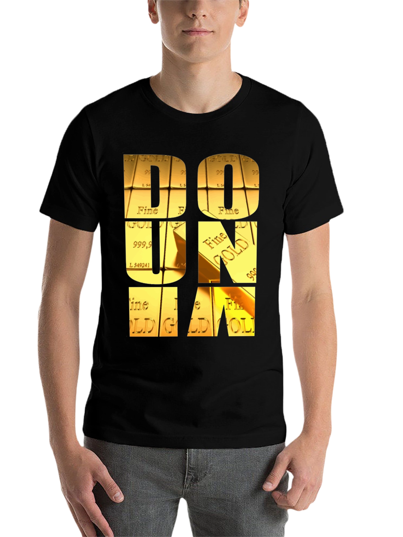 Black Gold Bar Letter Graphic Tee view 7