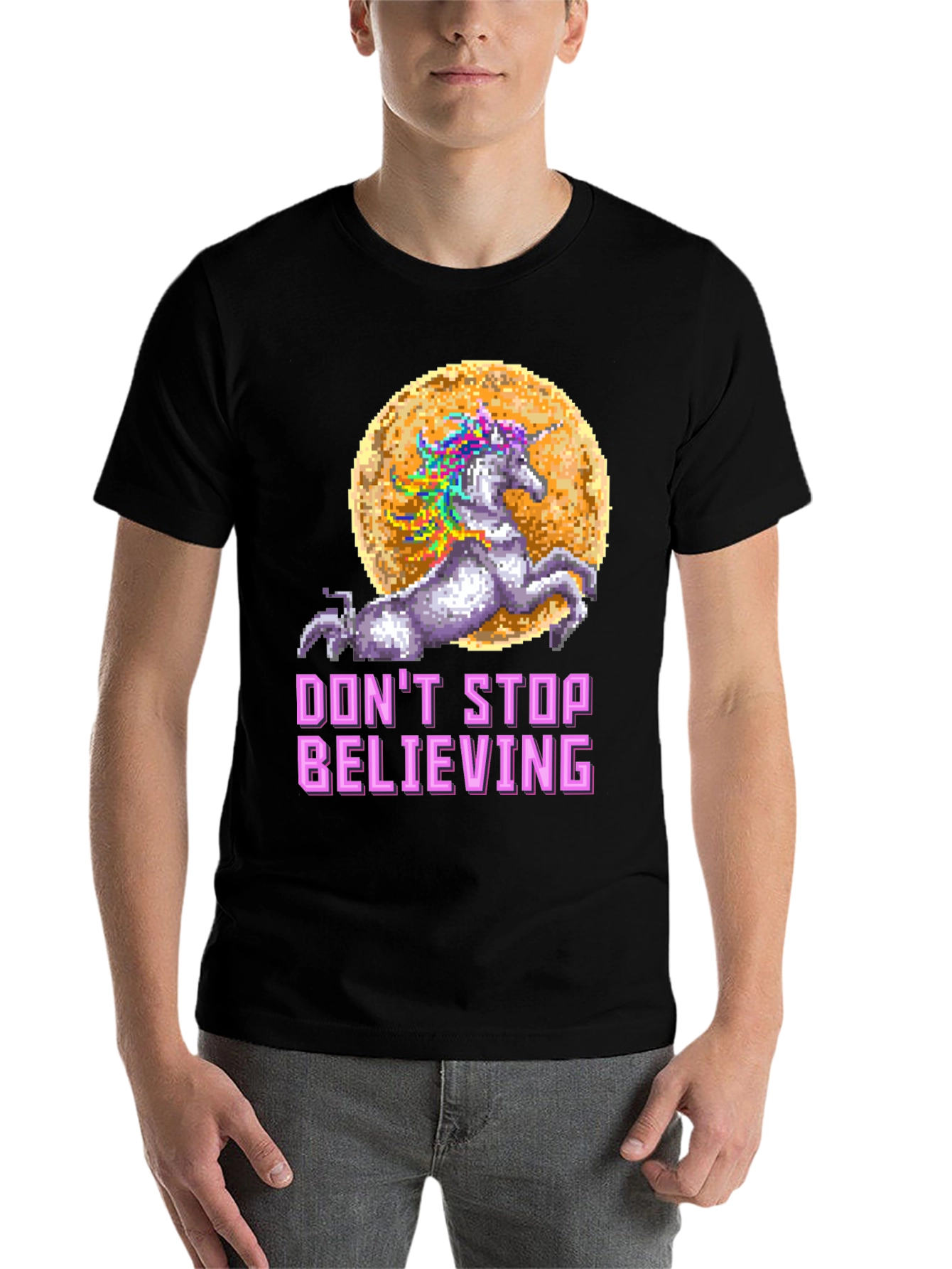 Black Unicorn 'Don't Stop Believing' Graphic T-Shirt view 7