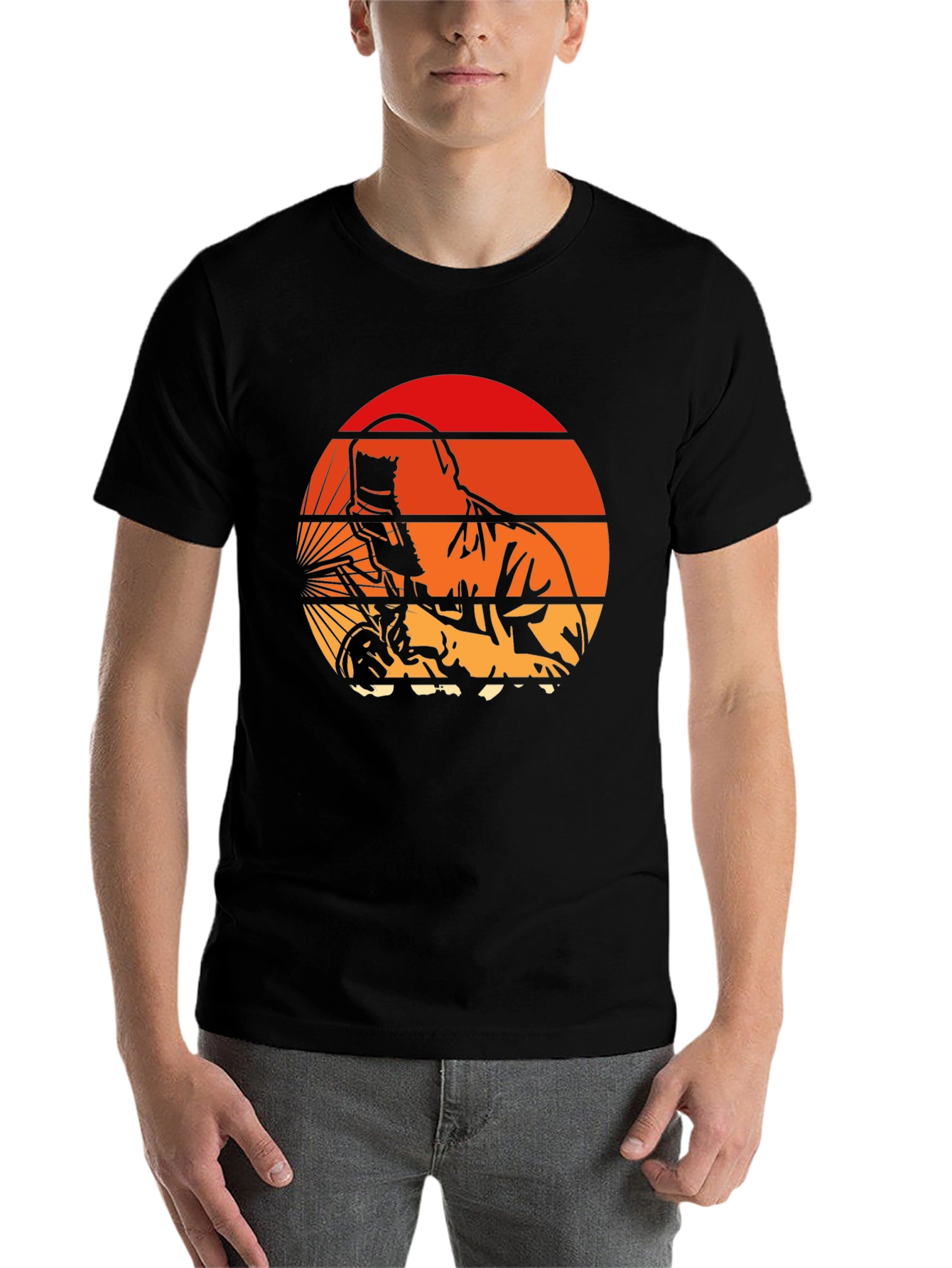 Black Welder Sunset T-Shirt - Vintage Style view 7