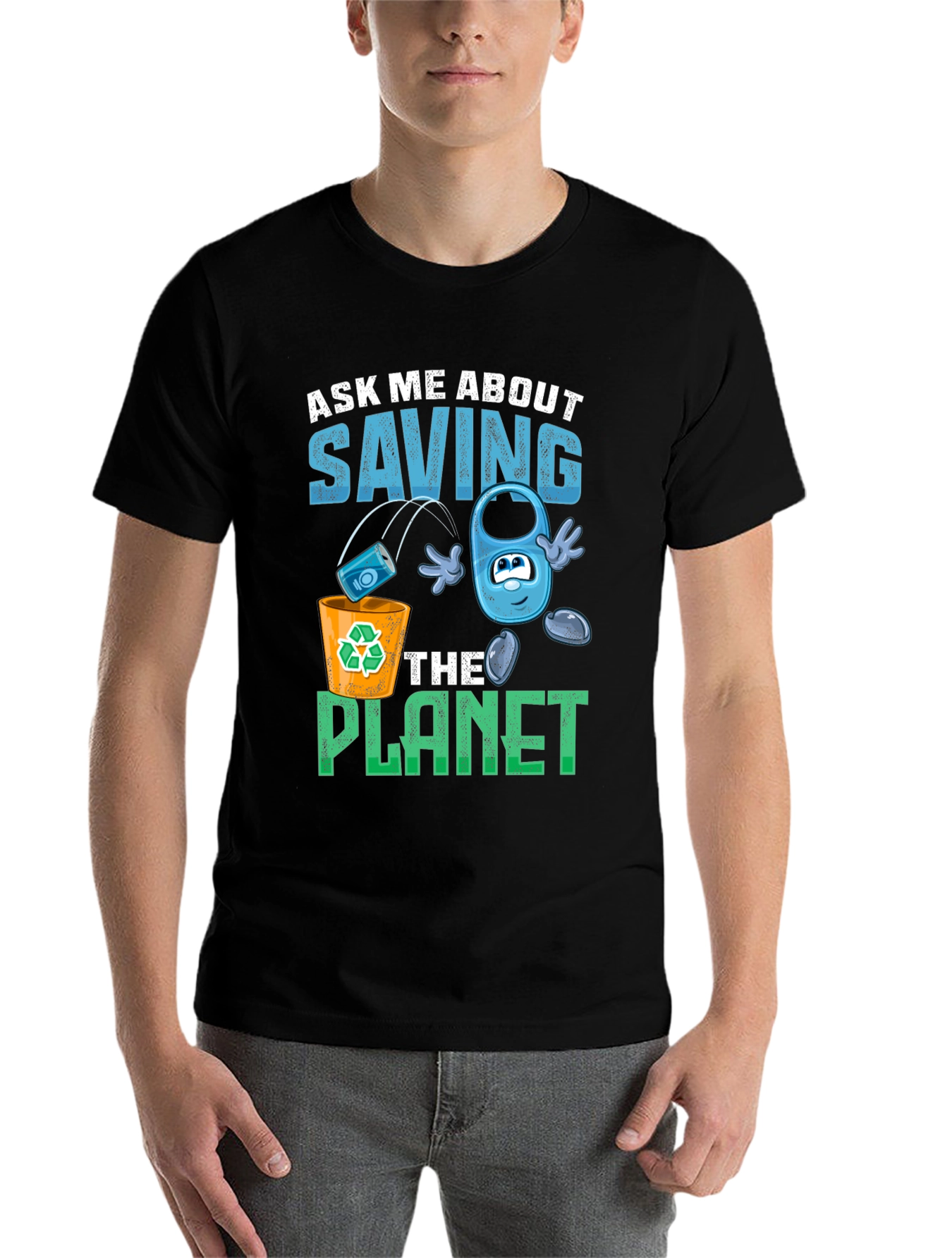 Black Eco-Friendly "Save the Planet" Graphic T-Shirt view 7