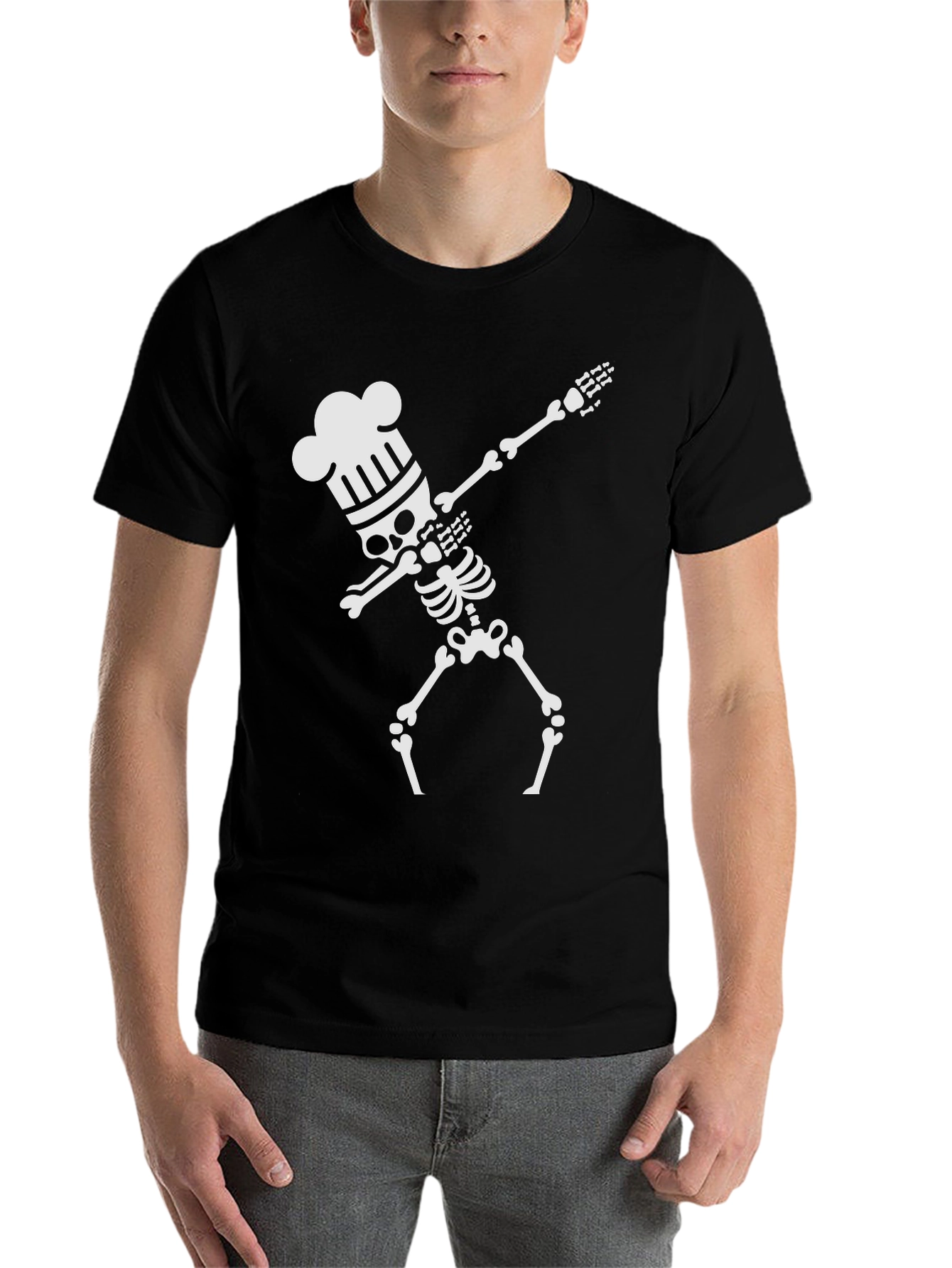Black Chef Skeleton Dab T-Shirt view 7