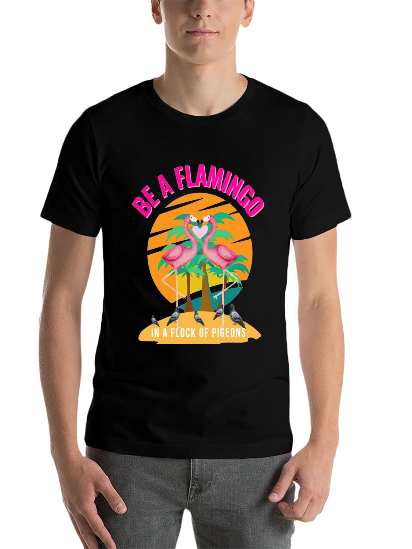 Black Be a Flamingo T-Shirt view 7