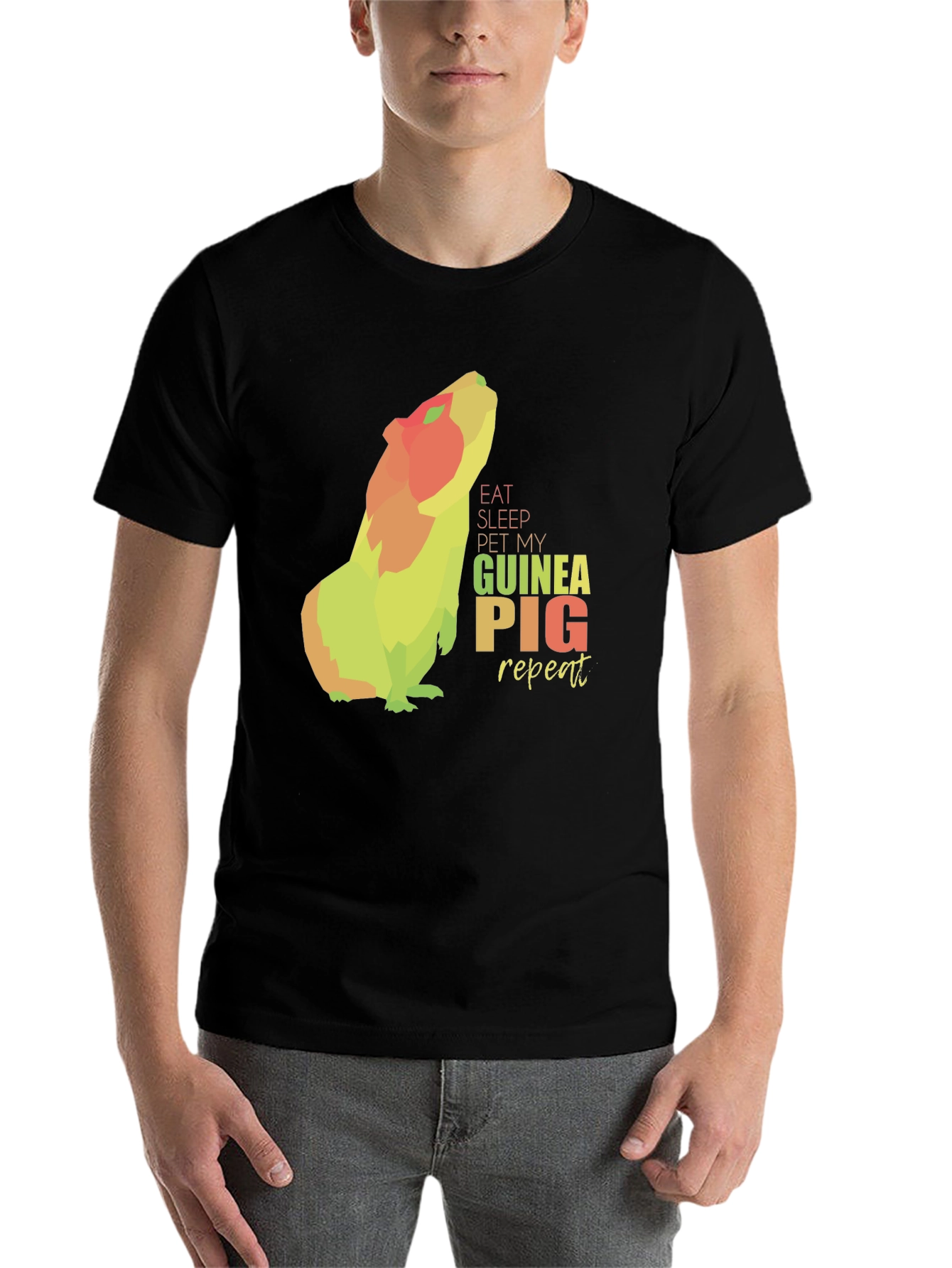 Black Eat Sleep Pet My Guinea Pig Repeat T-Shirt view 7
