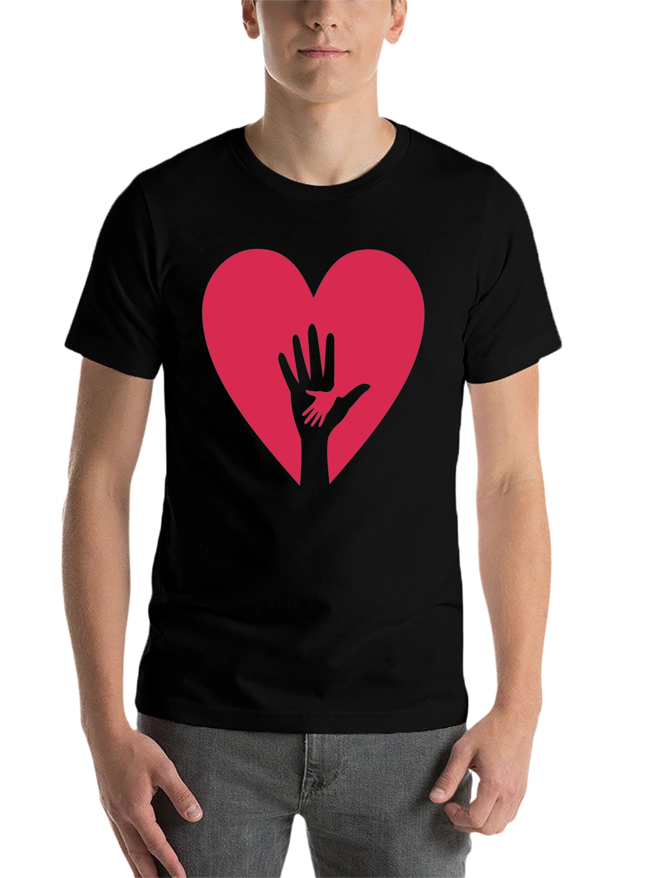 Black Heart & Hand Graphic Tee - Black view 7