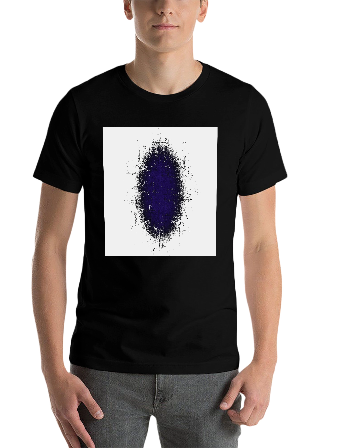 Black Abstract Oval Graphic Print Black T-Shirt view 7