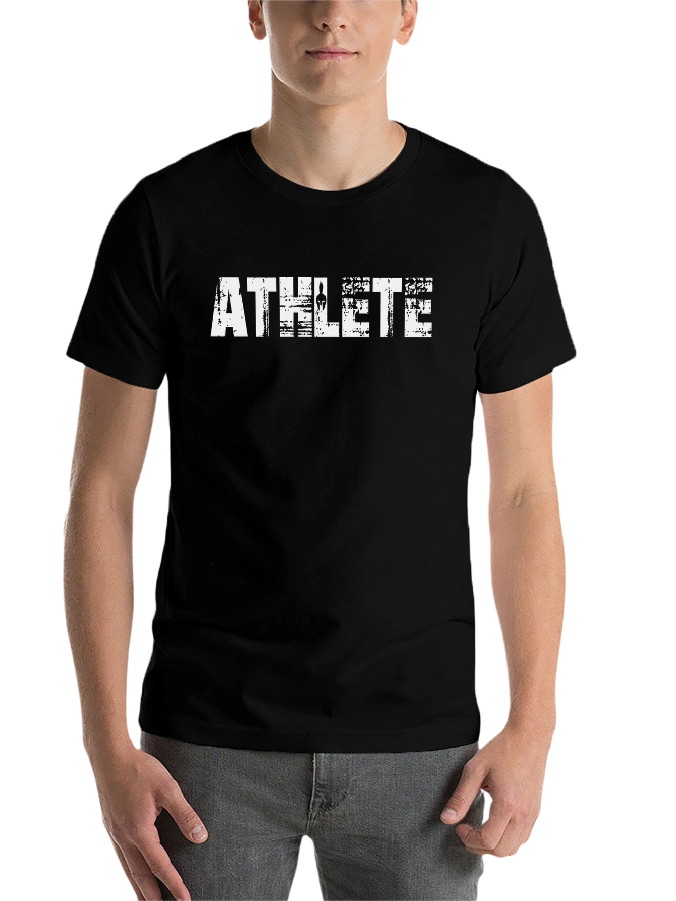 Black Athlete Graphic Tee - Black Cotton T-Shirt view 7