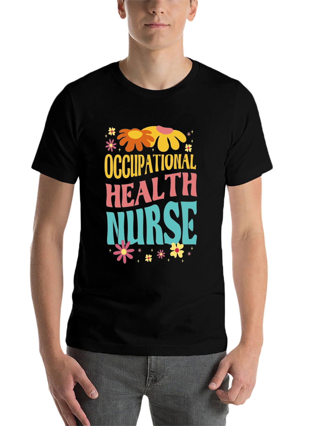 Black Retro Occupational Health Nurse T-Shirt view 7