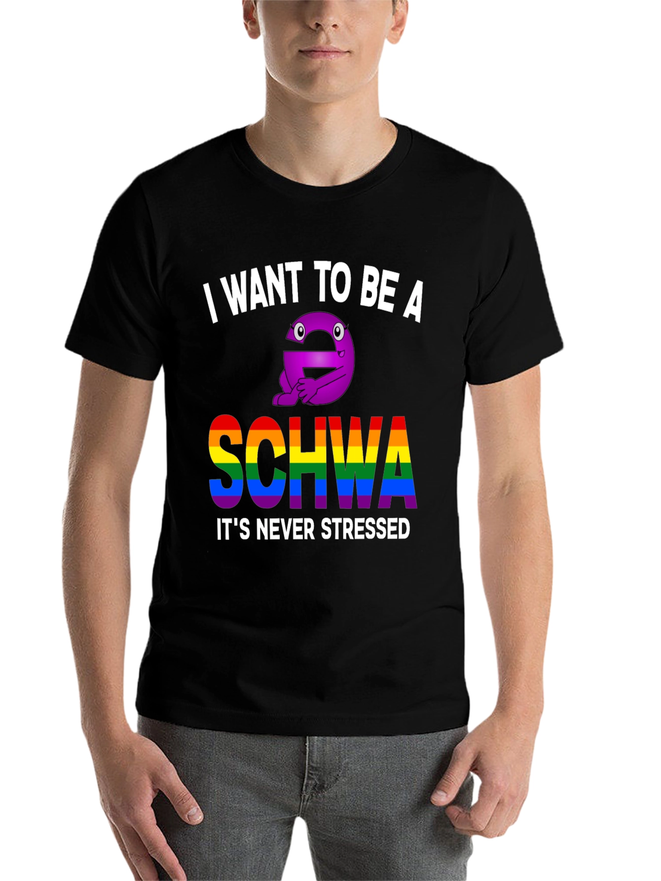 Black I Want To Be A Schwa T-Shirt view 7