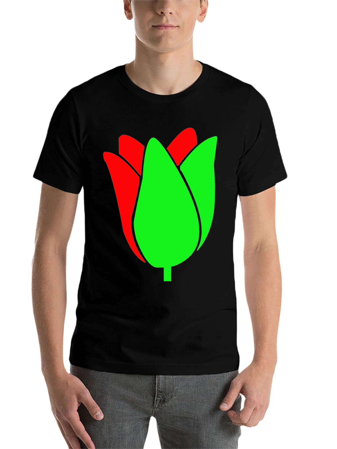 Black Tulip Graphic Tee - Black Cotton Blend view 7