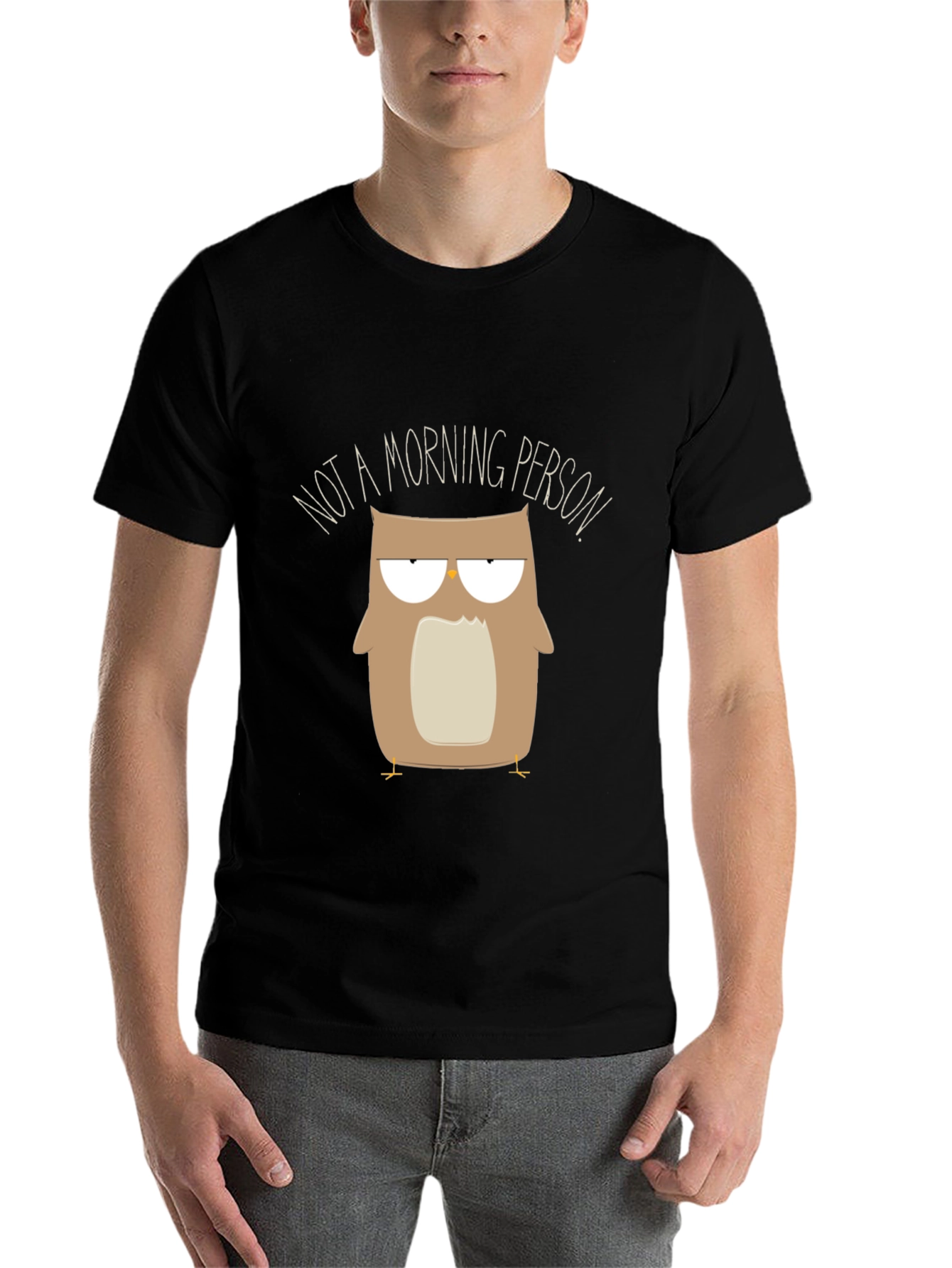 Black Funny Owl Graphic Tee - Not a Morning Person view 7