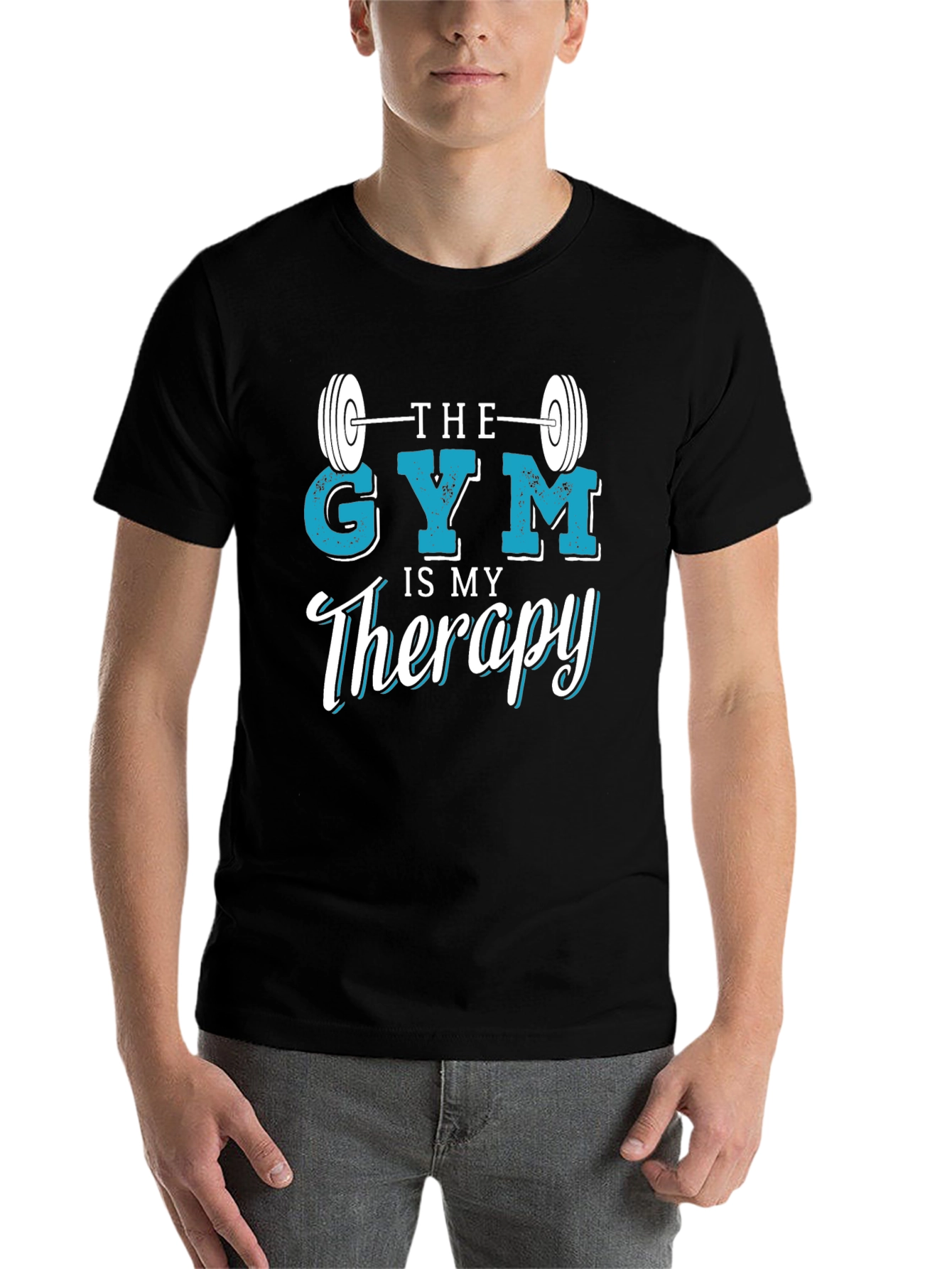 Black Gym Therapy Graphic Tee - Workout Motivation view 7