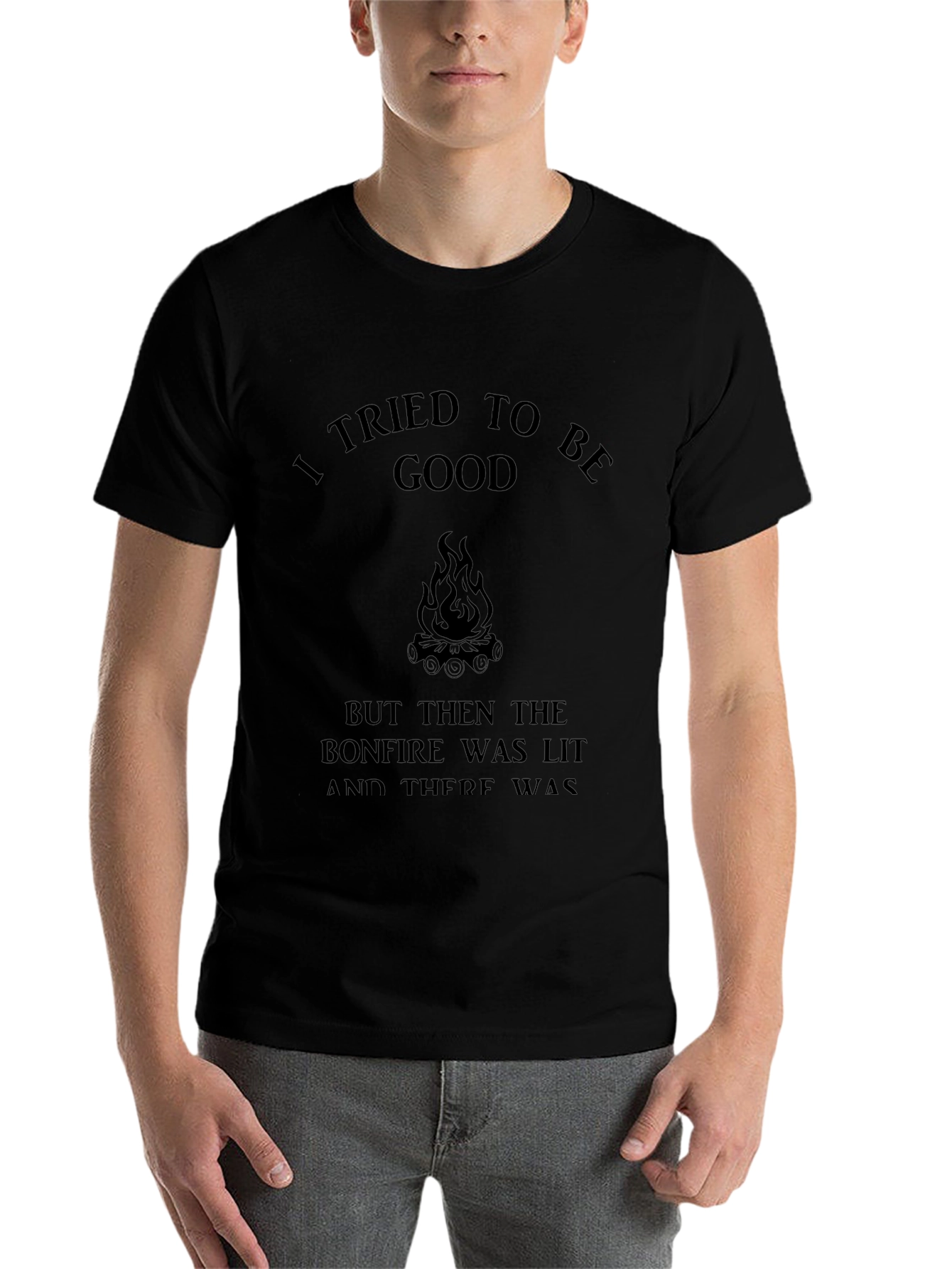 Black Bonfire Lit T-Shirt - Funny Graphic Tee view 7