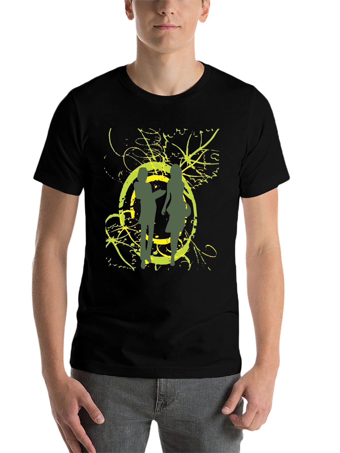 Black Abstract Silhouette Graphic T-Shirt view 7