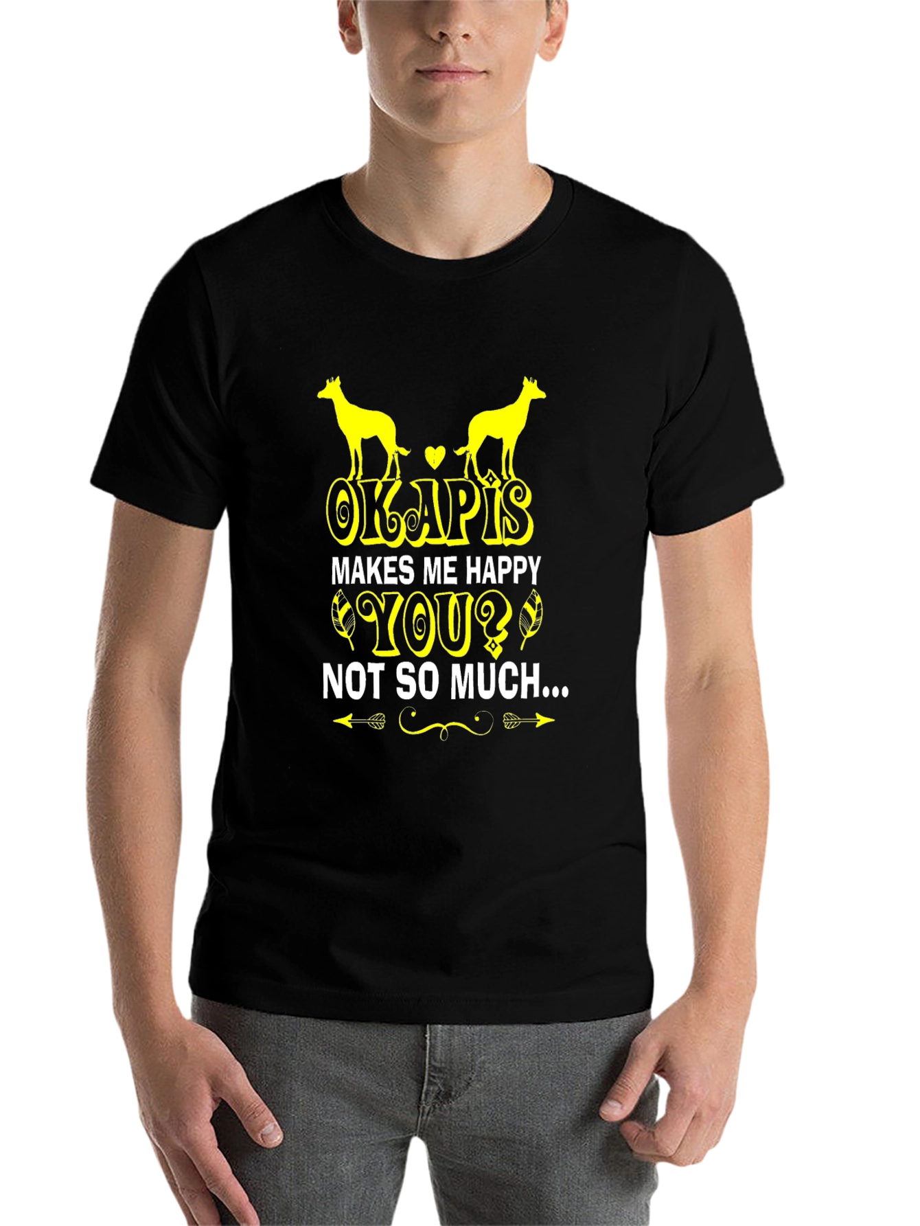 Black Funny Okapis Lover T-Shirt view 7