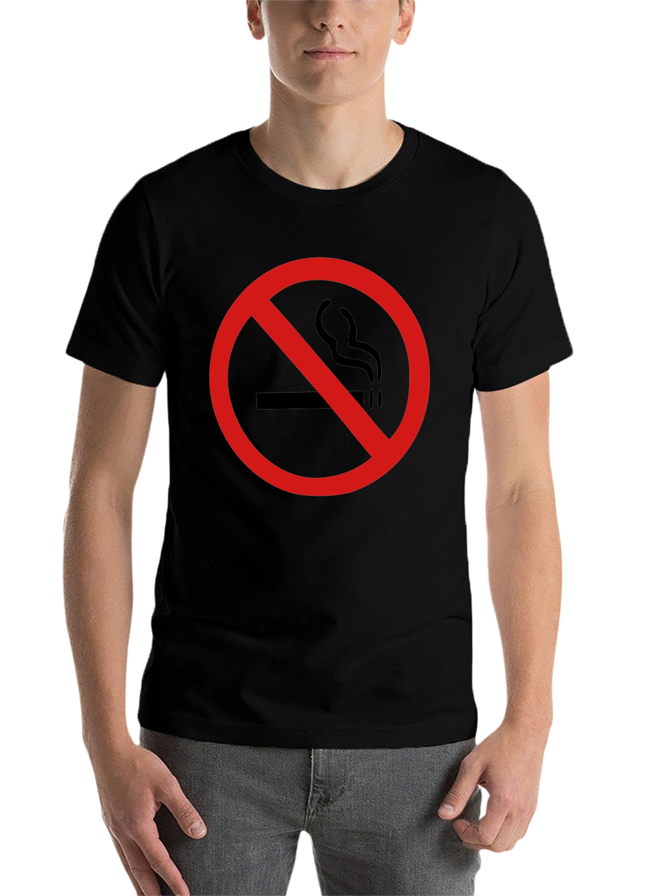 Black No Smoking Symbol Black T-Shirt view 7